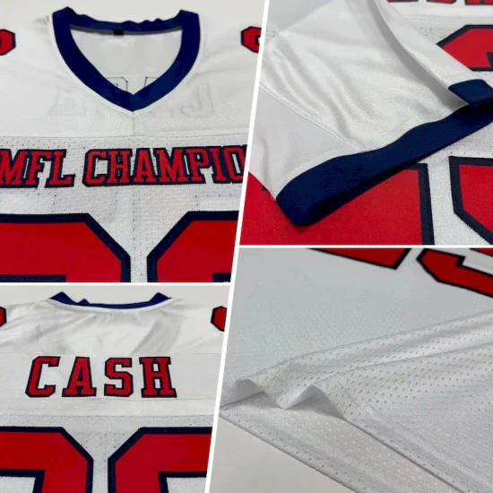 Custom White Red-Navy Mesh Jersey