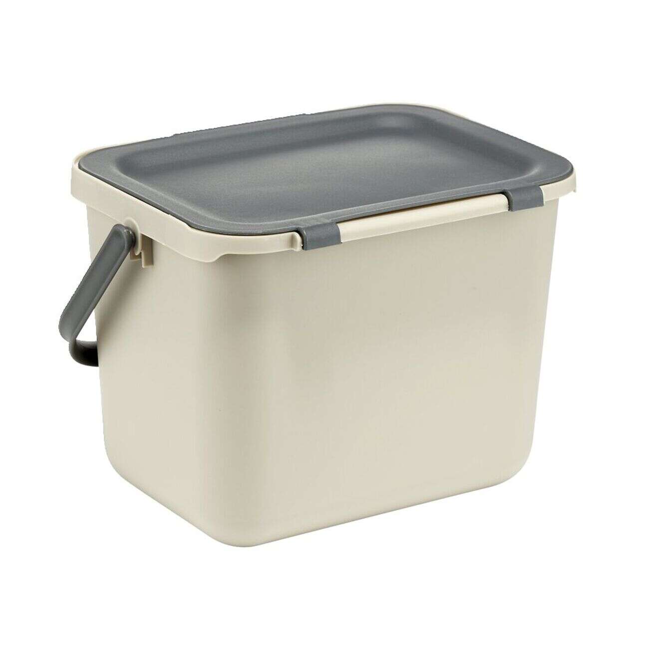 Poubelle à compost 6L plastique gris et beige 25,5x19xH18,5cm