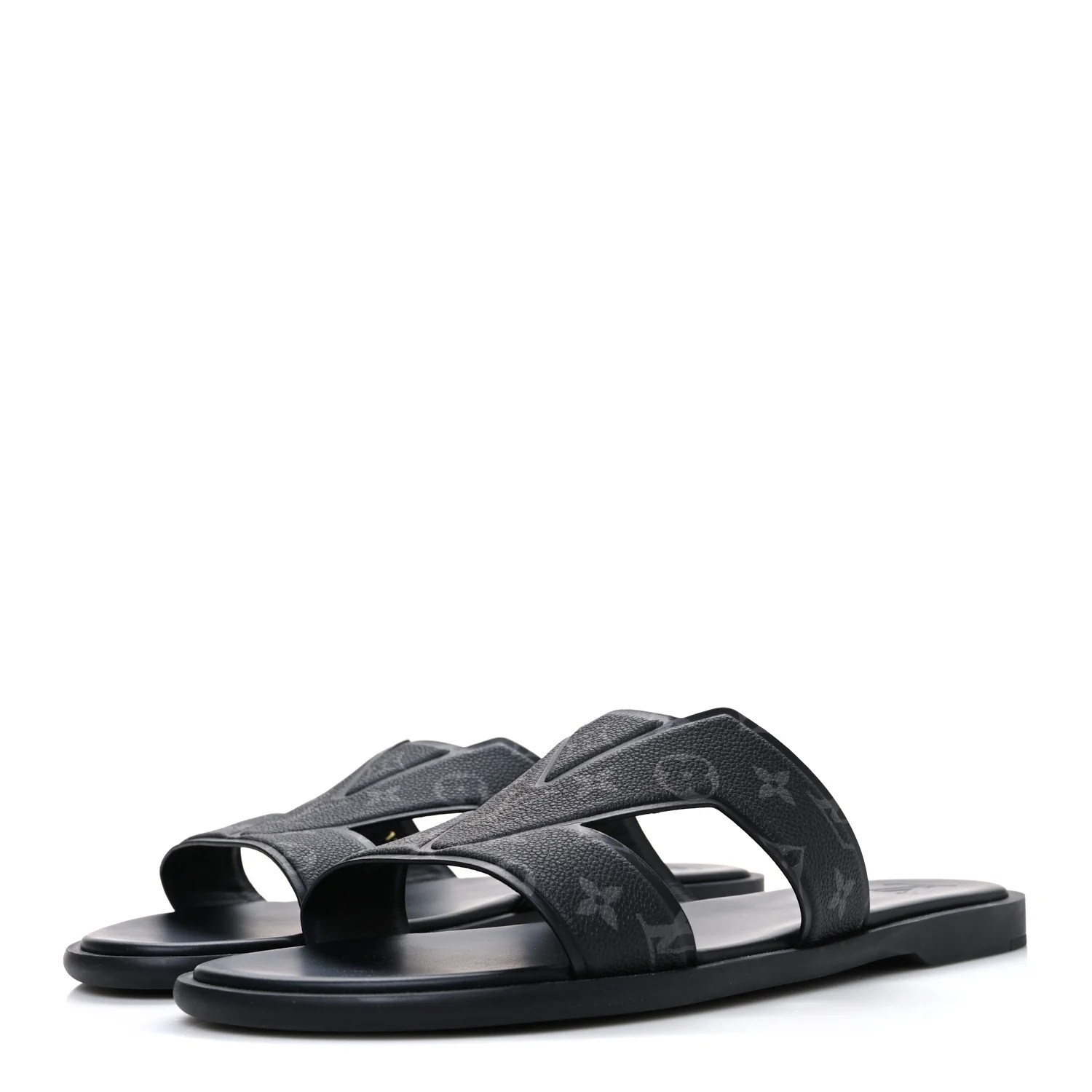 Monogram Eclipse Calfskin Mens LV Oasis Mules 12 Black