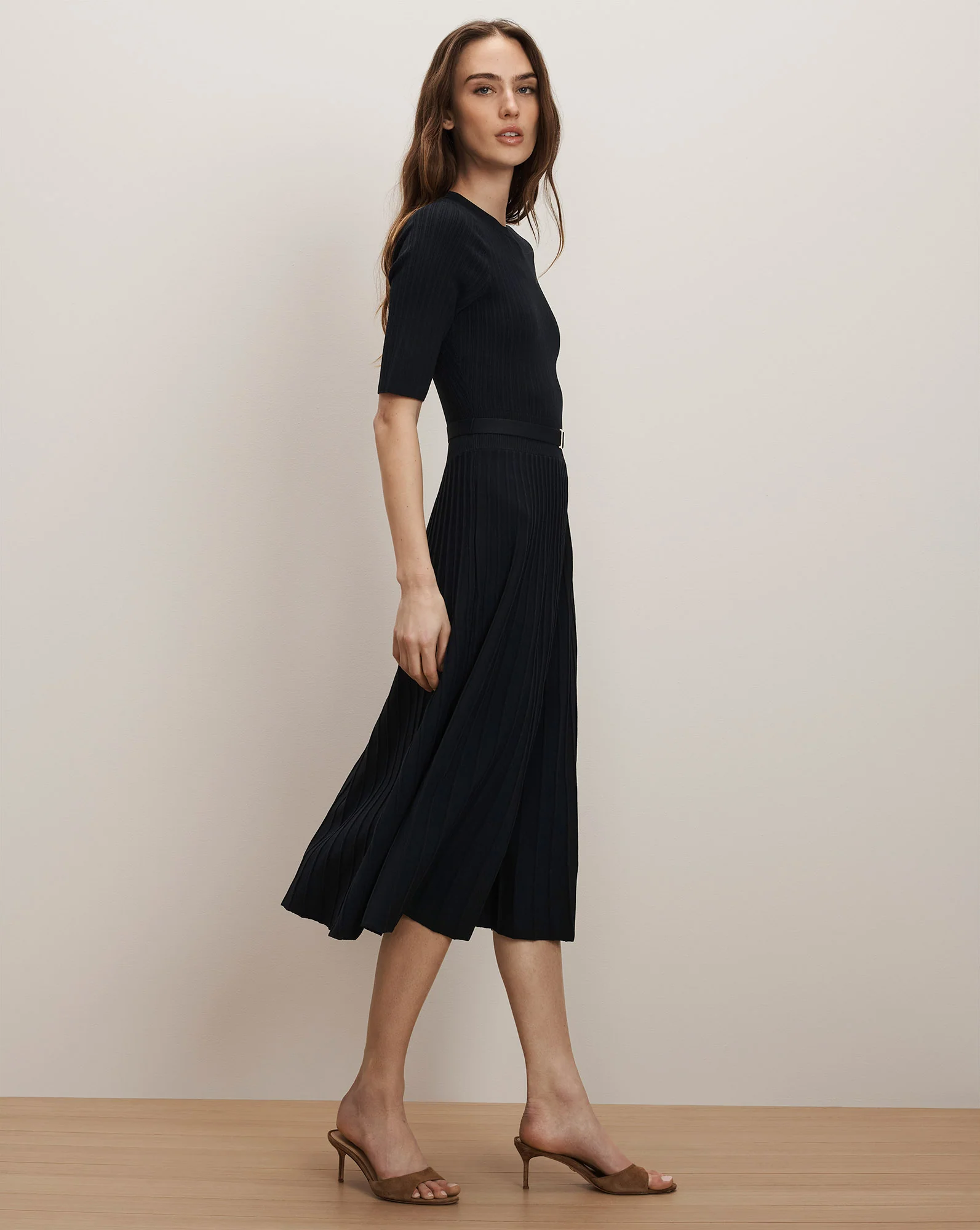 Elthea Belted Midi Dress - Navy