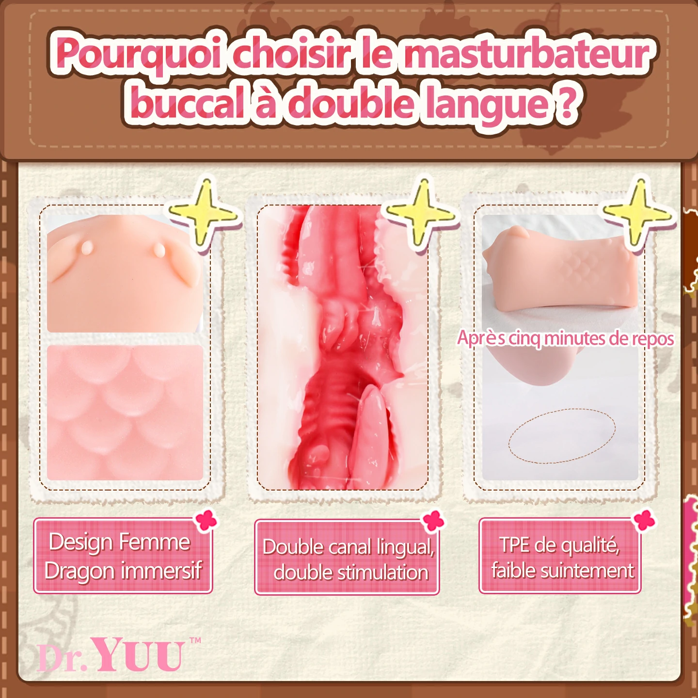Infographie du design dragon, du double canal interne et du TPE à faible suintement.