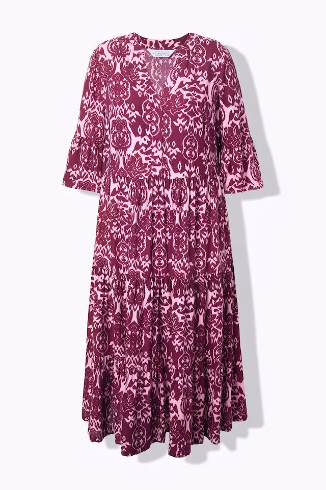 Two Color Print Viscose Dress