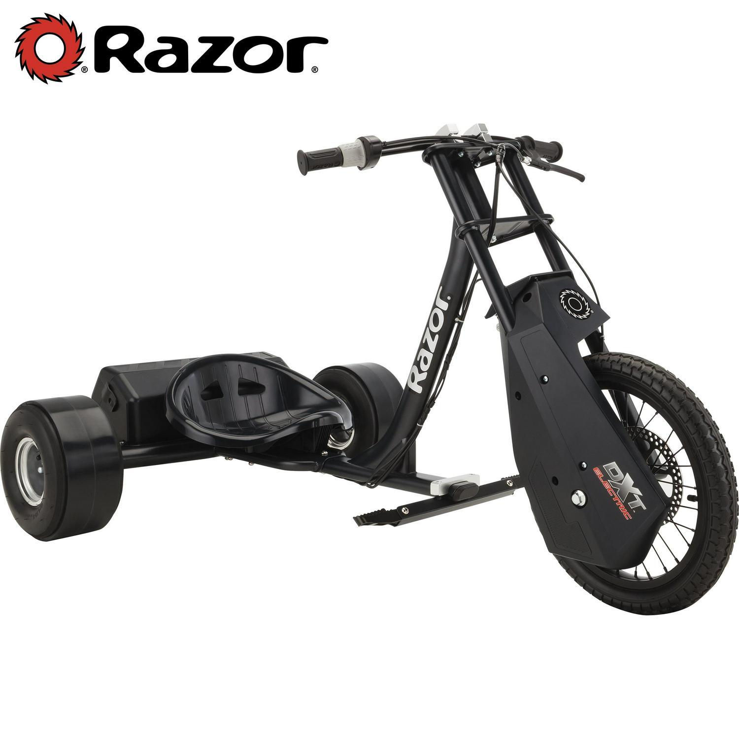 DXT Electric Drift Trike- Black. 36V Powered Ride-On with Adjustable Seat and Variable Speed