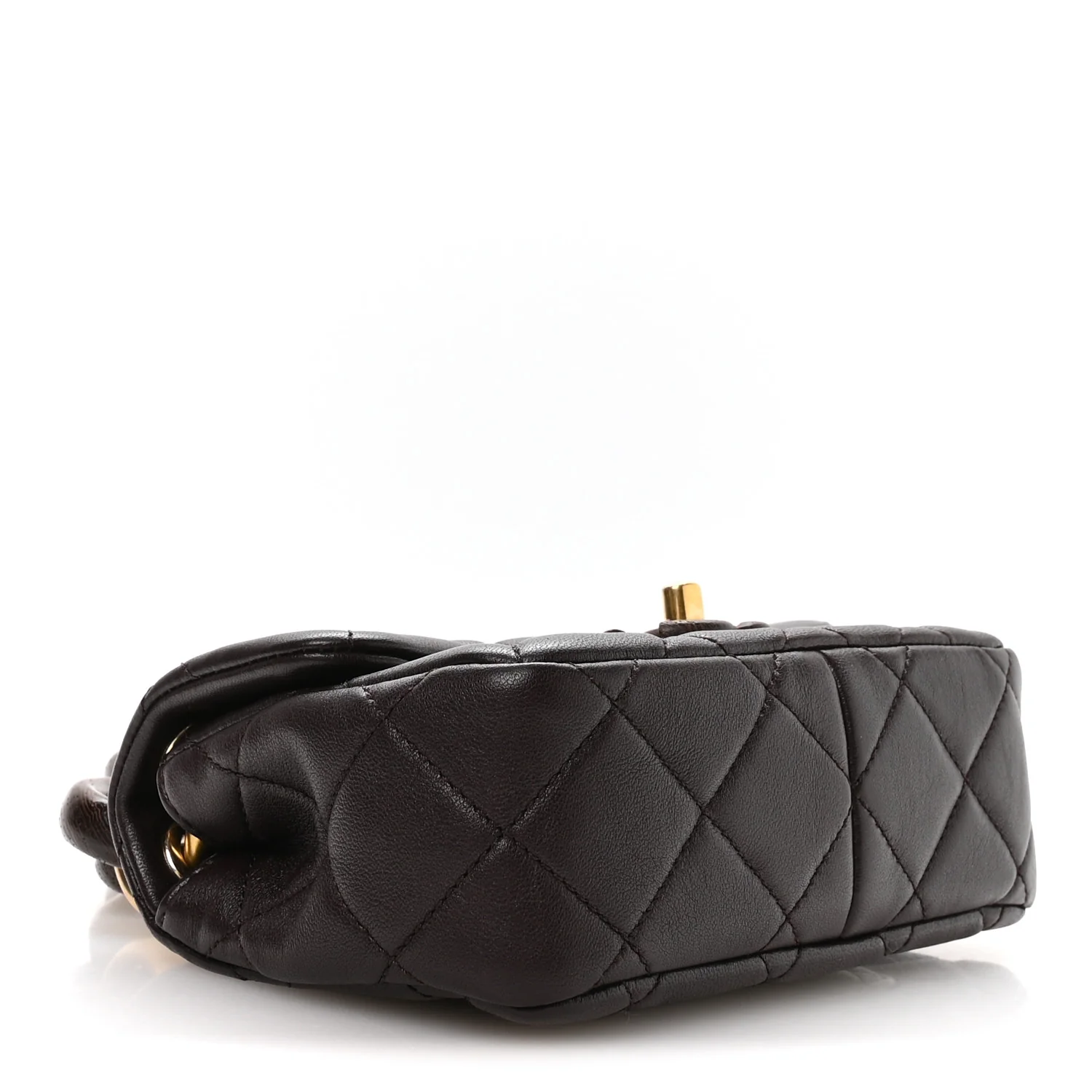 Lambskin Wenge Quilted Mini Fashion Wood Square Flap Dark Purple