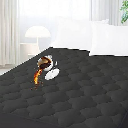 Safe and Sound Waterproof Mattress Pad, Breathable Ultra Soft Alternative Filling Cover, Queen size, Gray