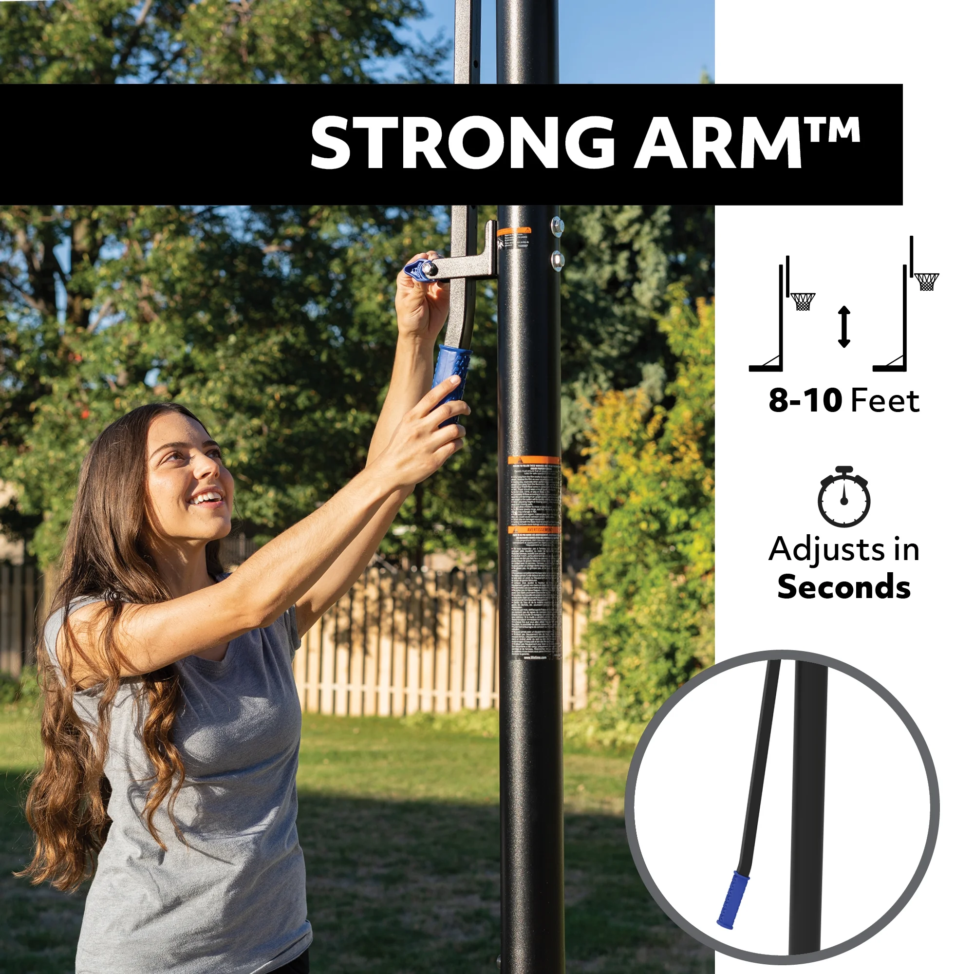 48-Inch Shatterproof Portable Basketball Hoop with Strong Arm Adjustment Slam-It Rim �C Model 90585-Outdoor Play - Image 5