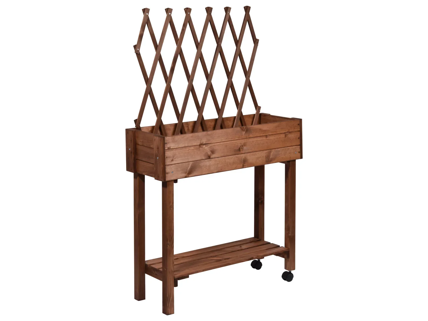dobar Jardinire surleve  roulettes avec treillis, L 79 x l 28,5 x H130 cm