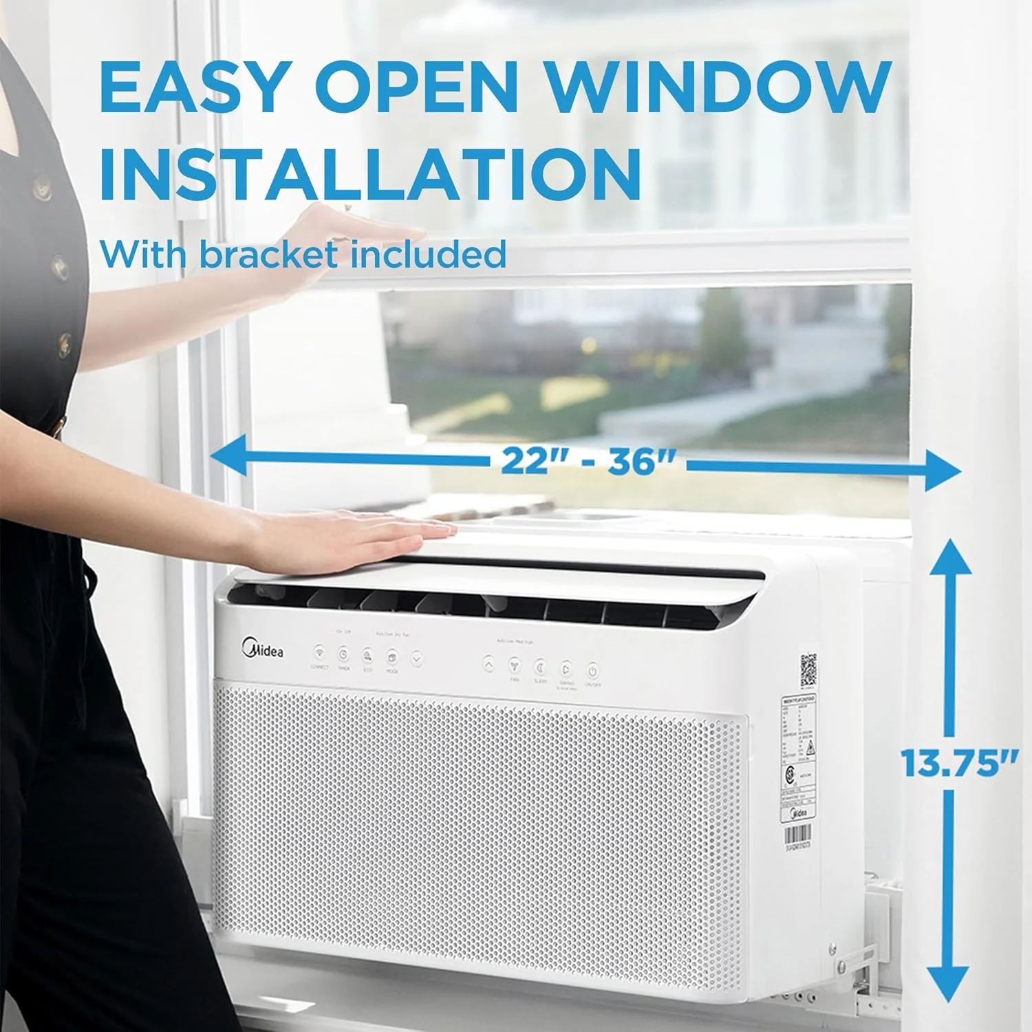 8.000 BTU U-Shaped Smart Inverter Air Conditioner – Cools up to 350 Sq. Ft.. Ultra Quiet with Open Window Flexibility. Compatible with Alexa. 35% Energy Savings. Remote Control (Renewed)