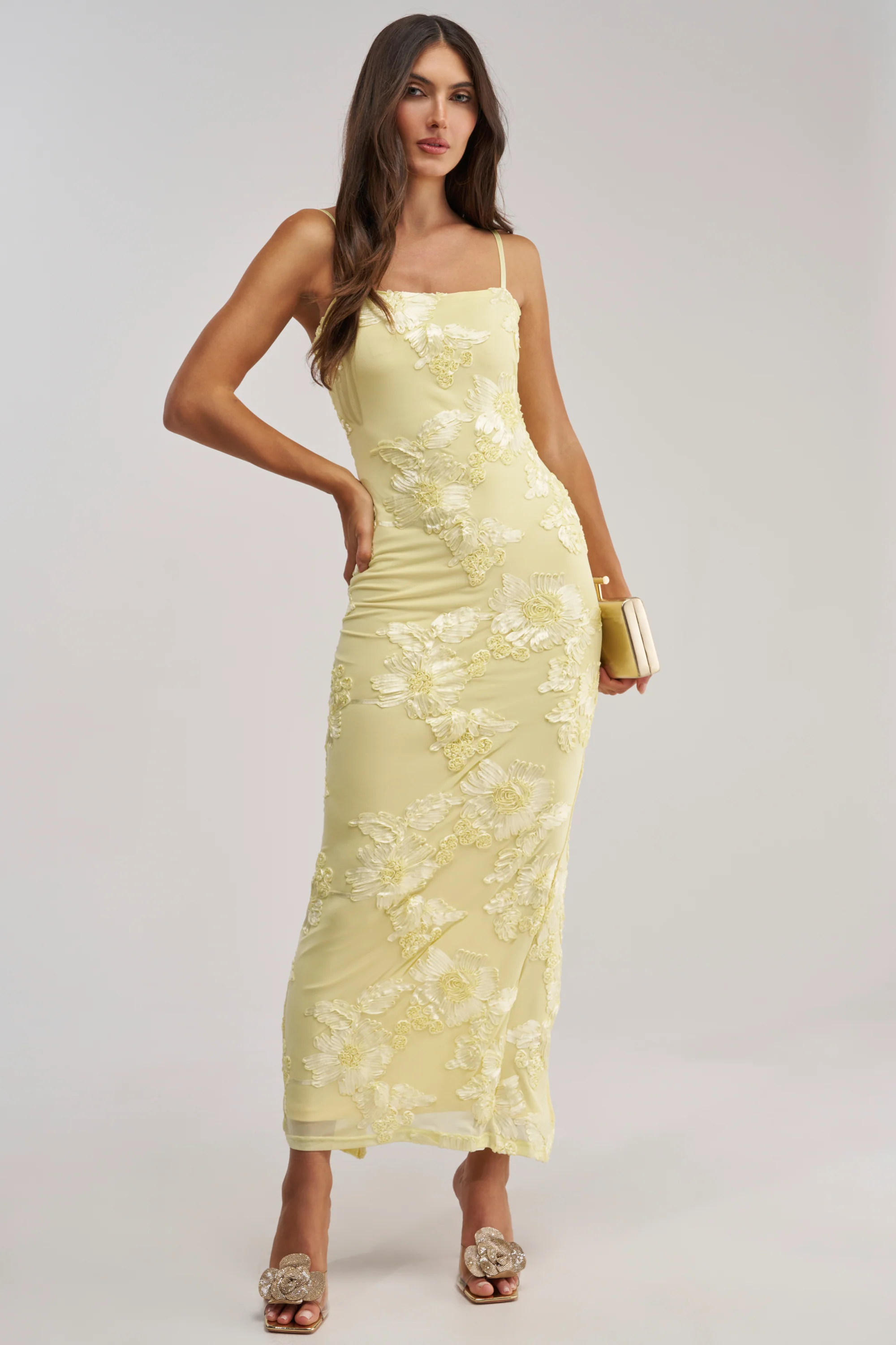 TRY TO KEEP UP FLORAL MIDI DRESS IN YELLOW - Akira Store
