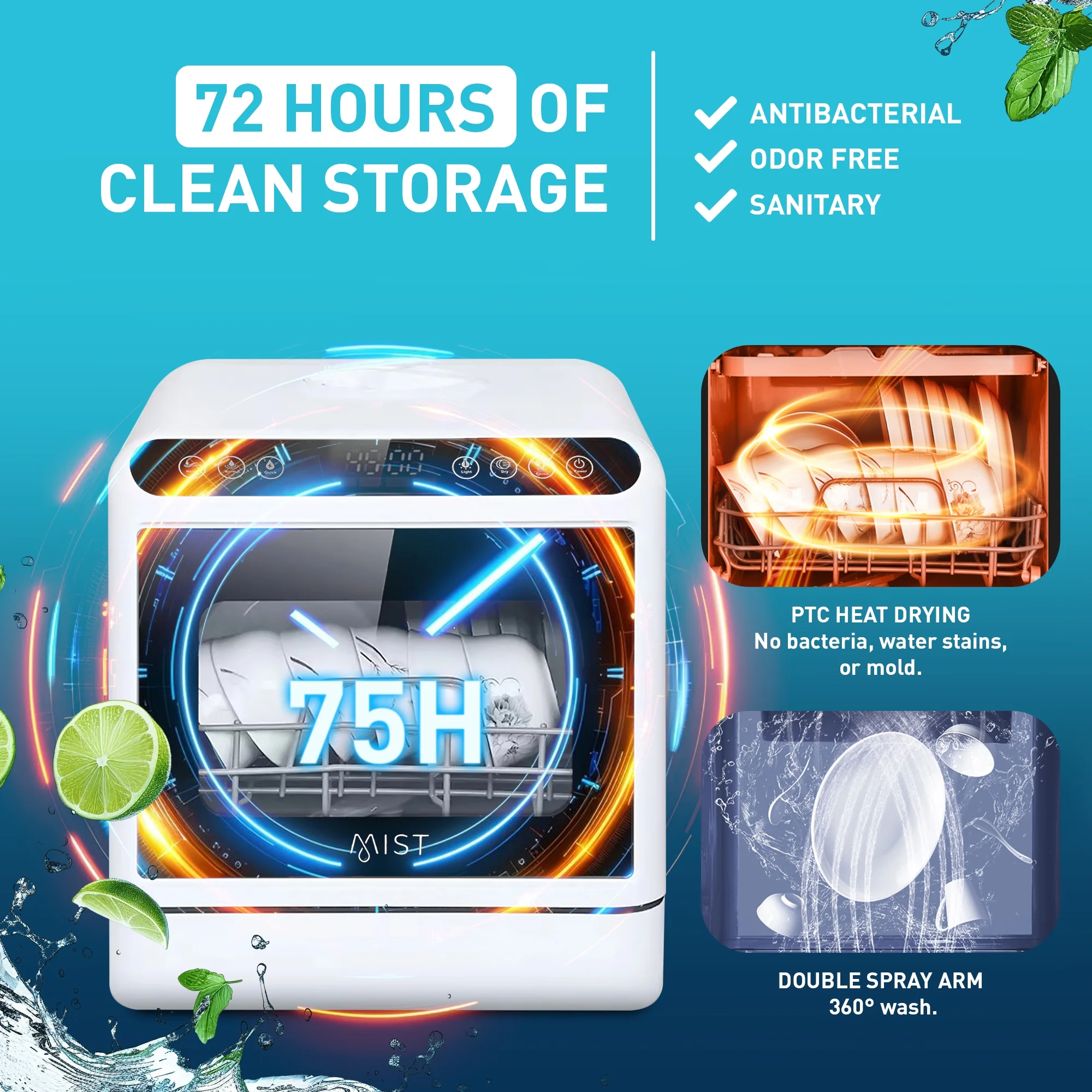 Portable Countertop Dishwasher with 4 Washing Programs and 360�� Dual Spray - Image 7