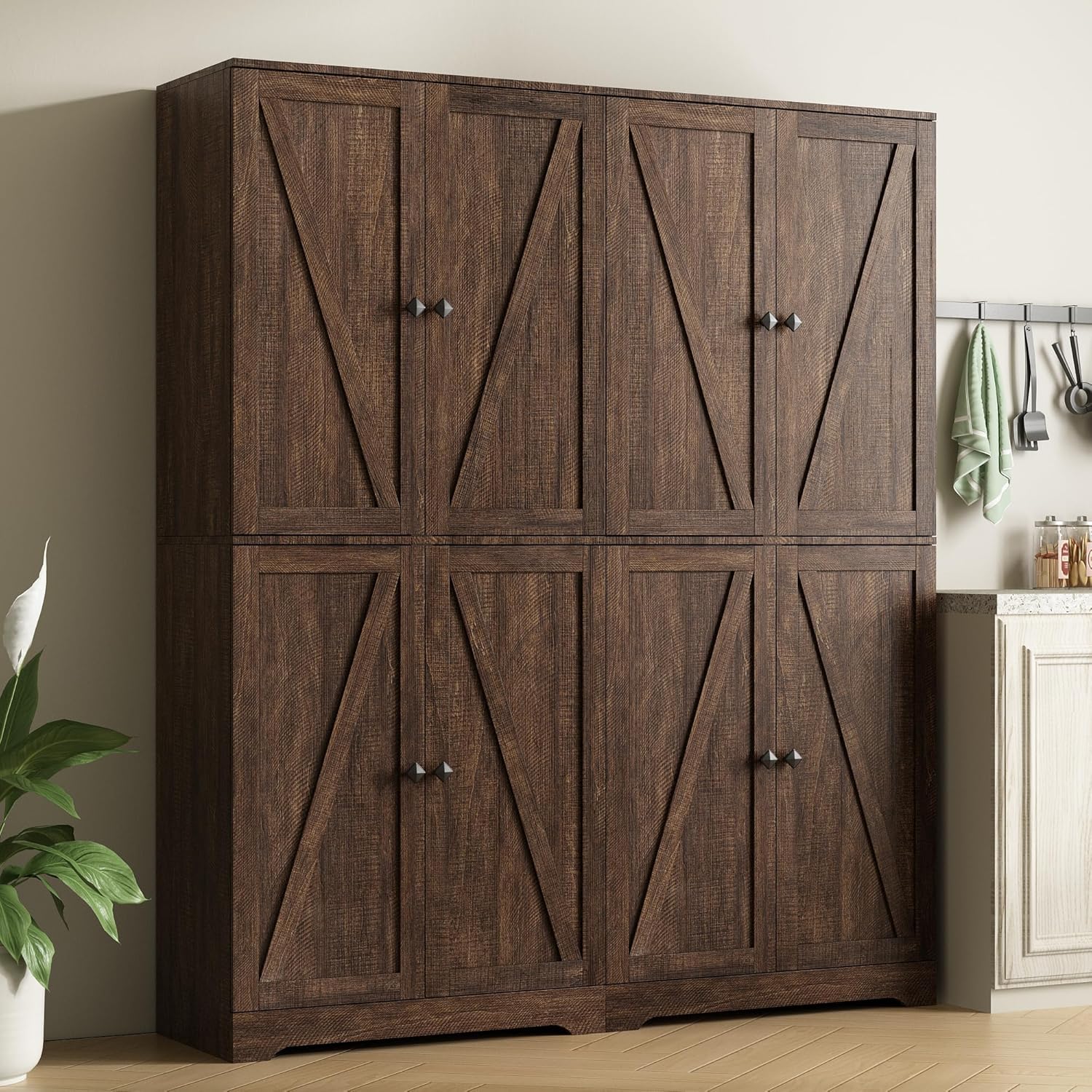 LYNSOM Farmhouse Storage Cabinet Set of 2, 72
