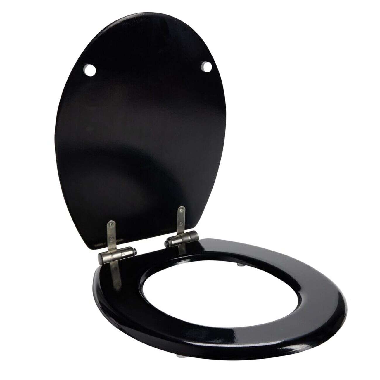 Abattant WC en bois noir déclipsable et frein de chute taille universelle