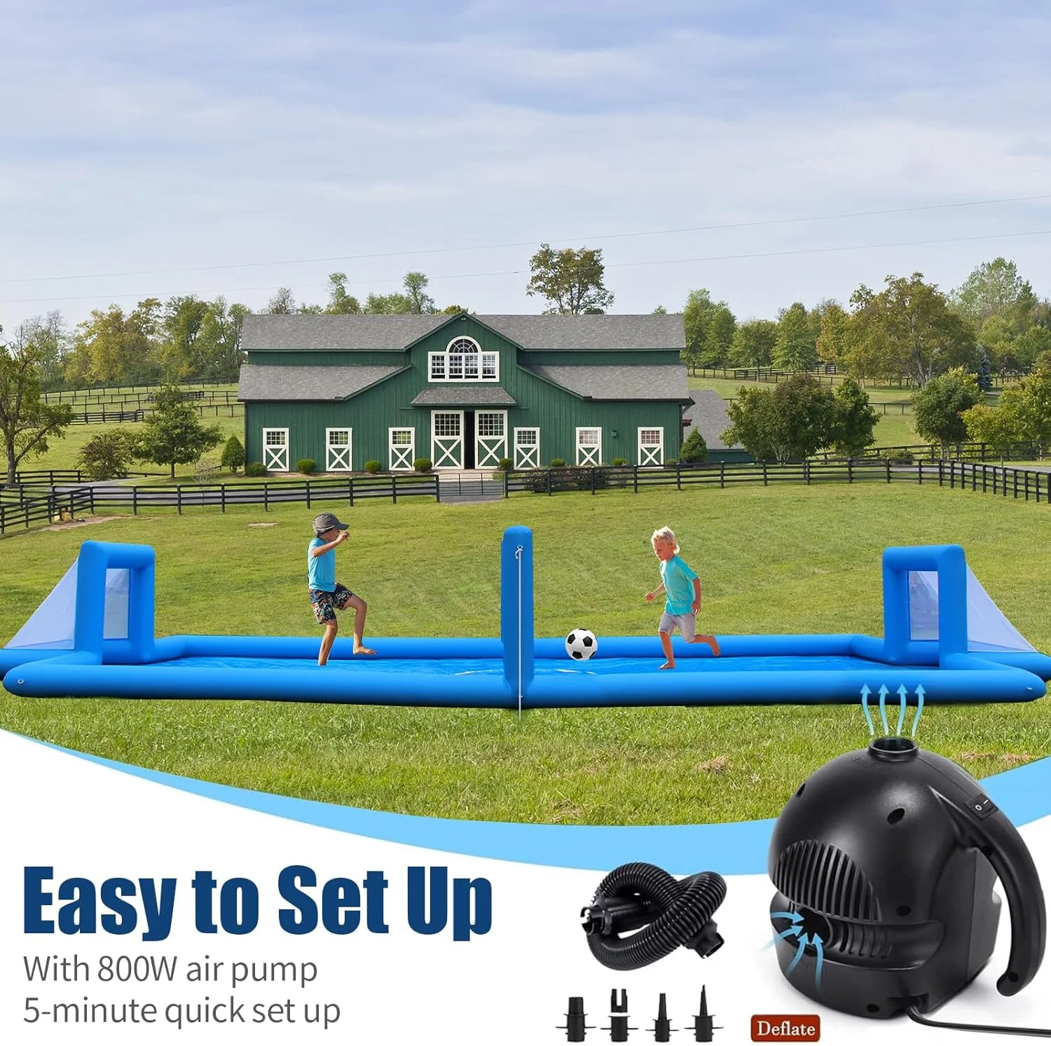 33FT Inflatable Volleyball Court Beach Pool Volleyball Net for Backyard Outdoor Training Game with 800W Air Pump, Volleyball Pool/Water Volleyball Field(33') - Image 7