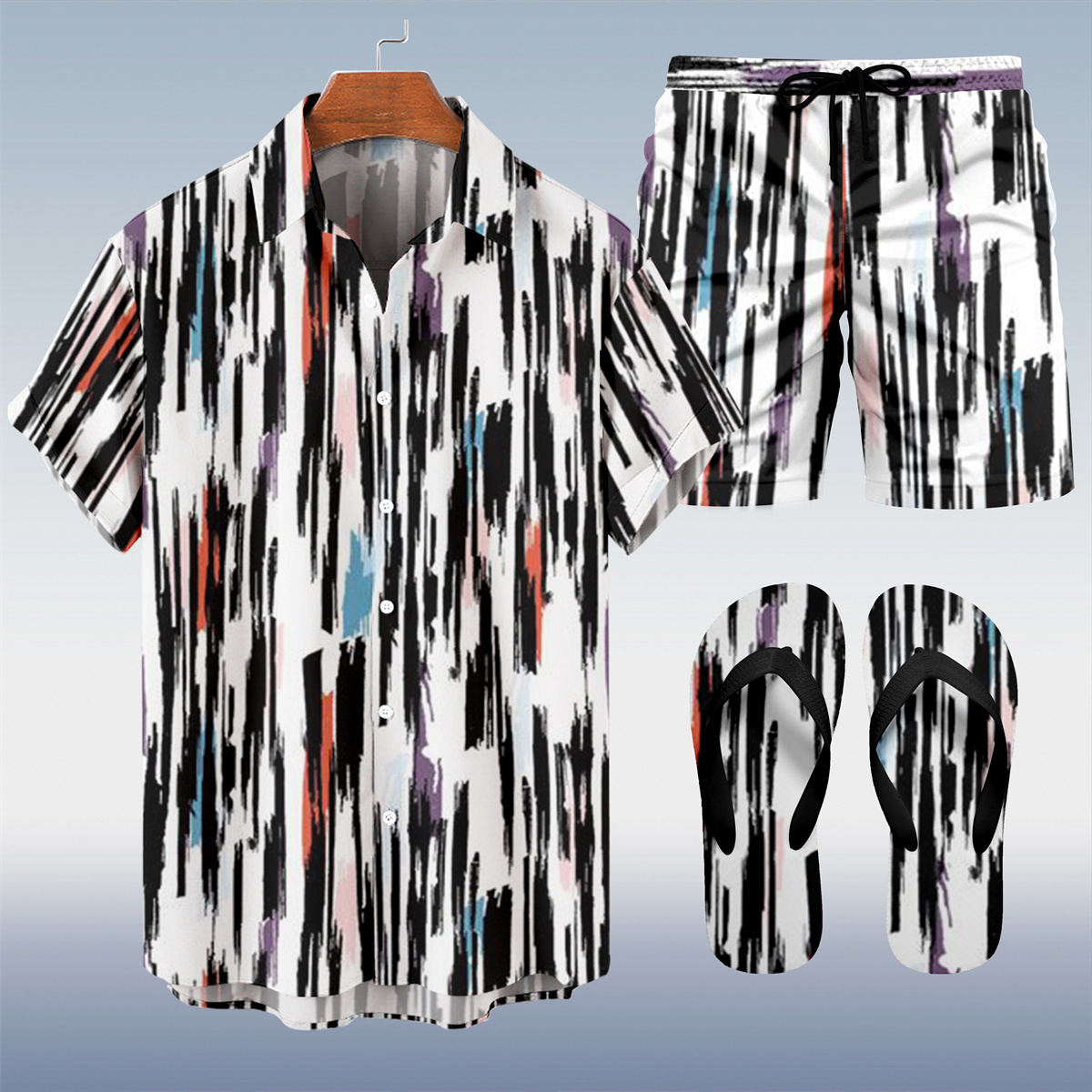 Ensemble trois pièces Suitmens pour homme, imprimé vacances hawaïennes, motif tiki, référence 015