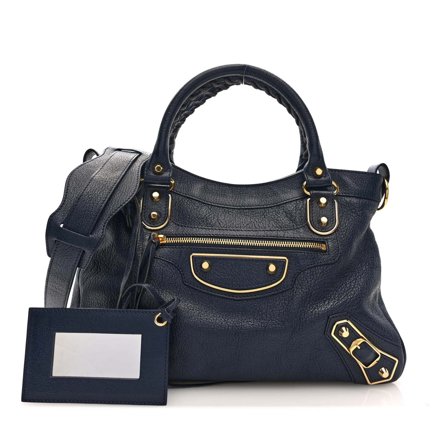 Chevre Gold Metallic Edge Hardware Town Bleu Nuit Dark Sea
