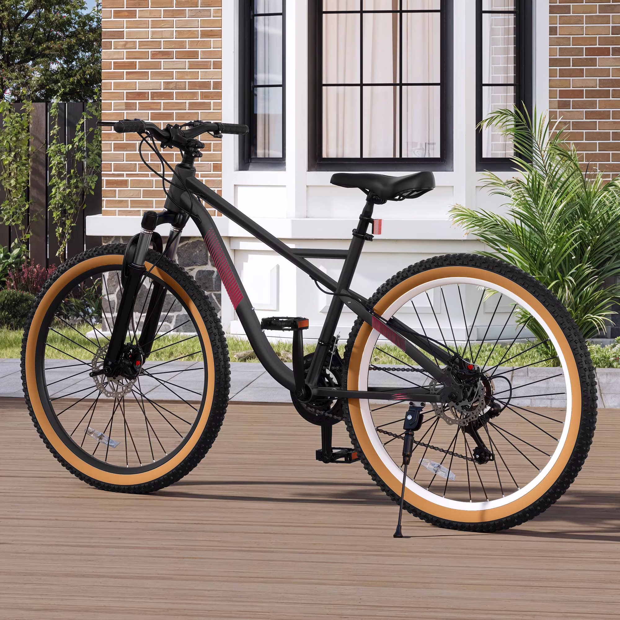 Uforic 26'' Mountain Bike for Men & Women, 21-Speed MTB for Adults, Dual Disc Brakes, Aluminum Frame, Black