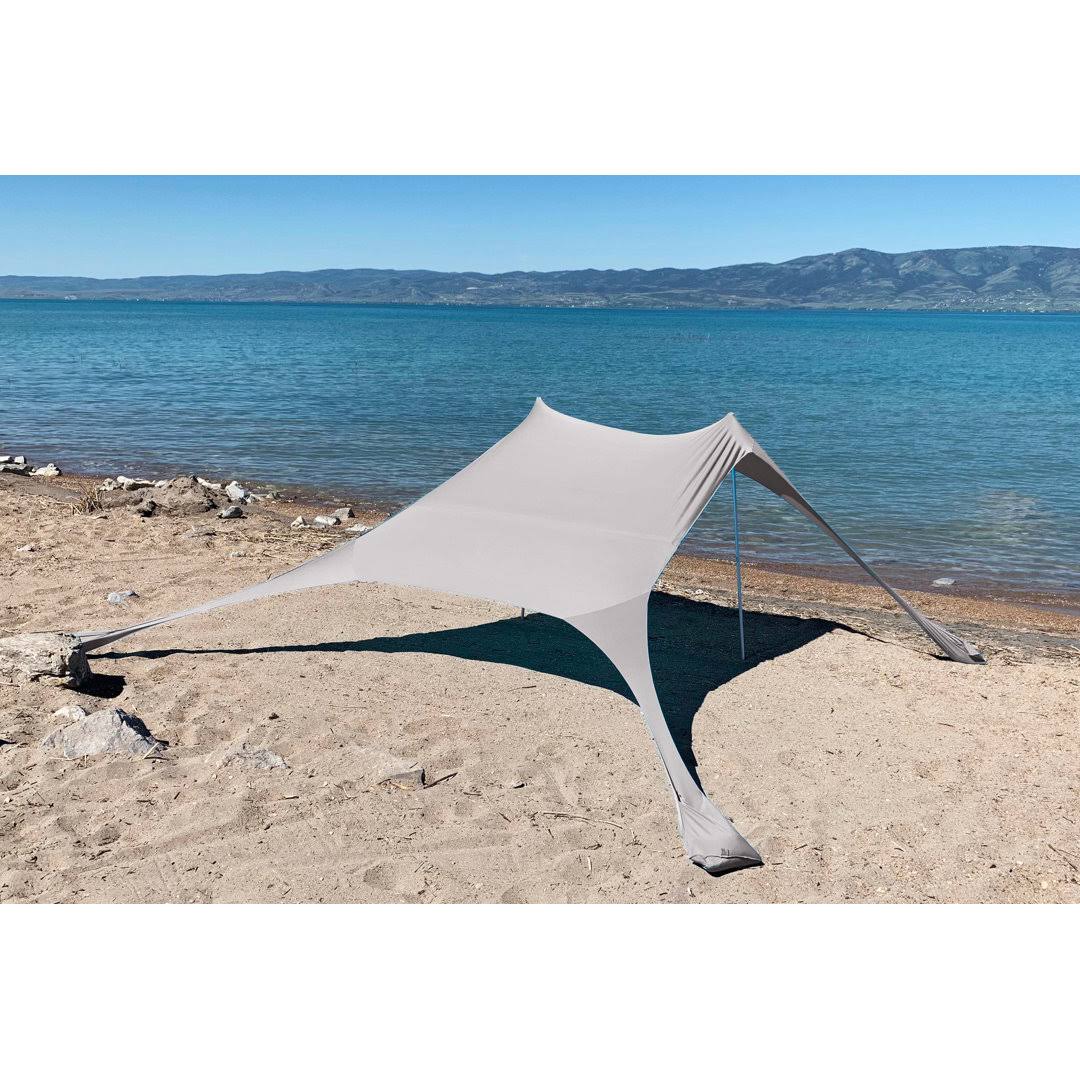 Sun Shelter Beach Shade Canopy by SkyBed, UPF 50+, Durable, Lightweight, 2-Pole, XL, Warm Gray