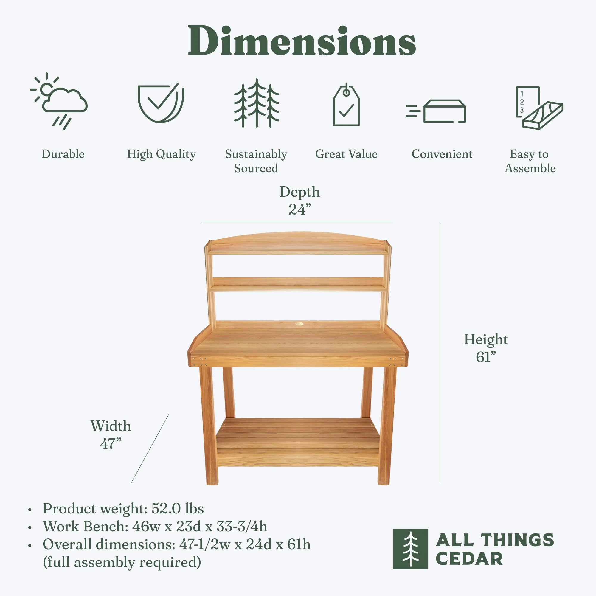 Deluxe Potting Bench, Outdoor Garden Workstation Table - Image 3
