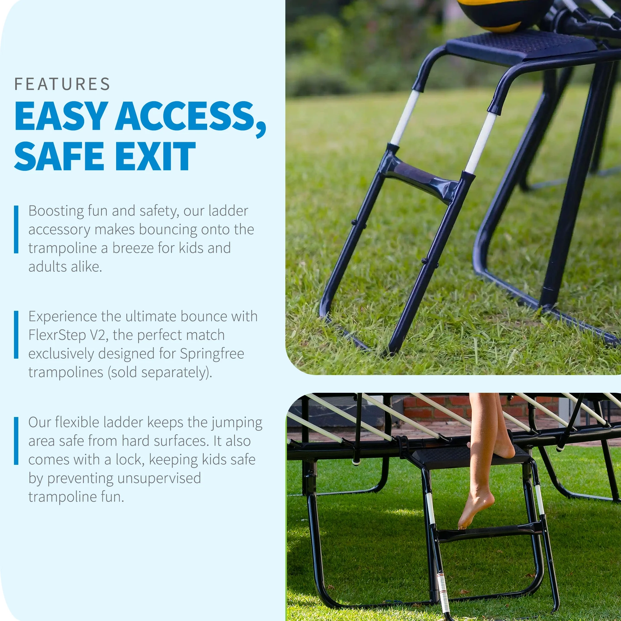 FlexrStep V2 Trampoline Ladder with Safety Lock, Silver/Black(Ladder) - Image 10