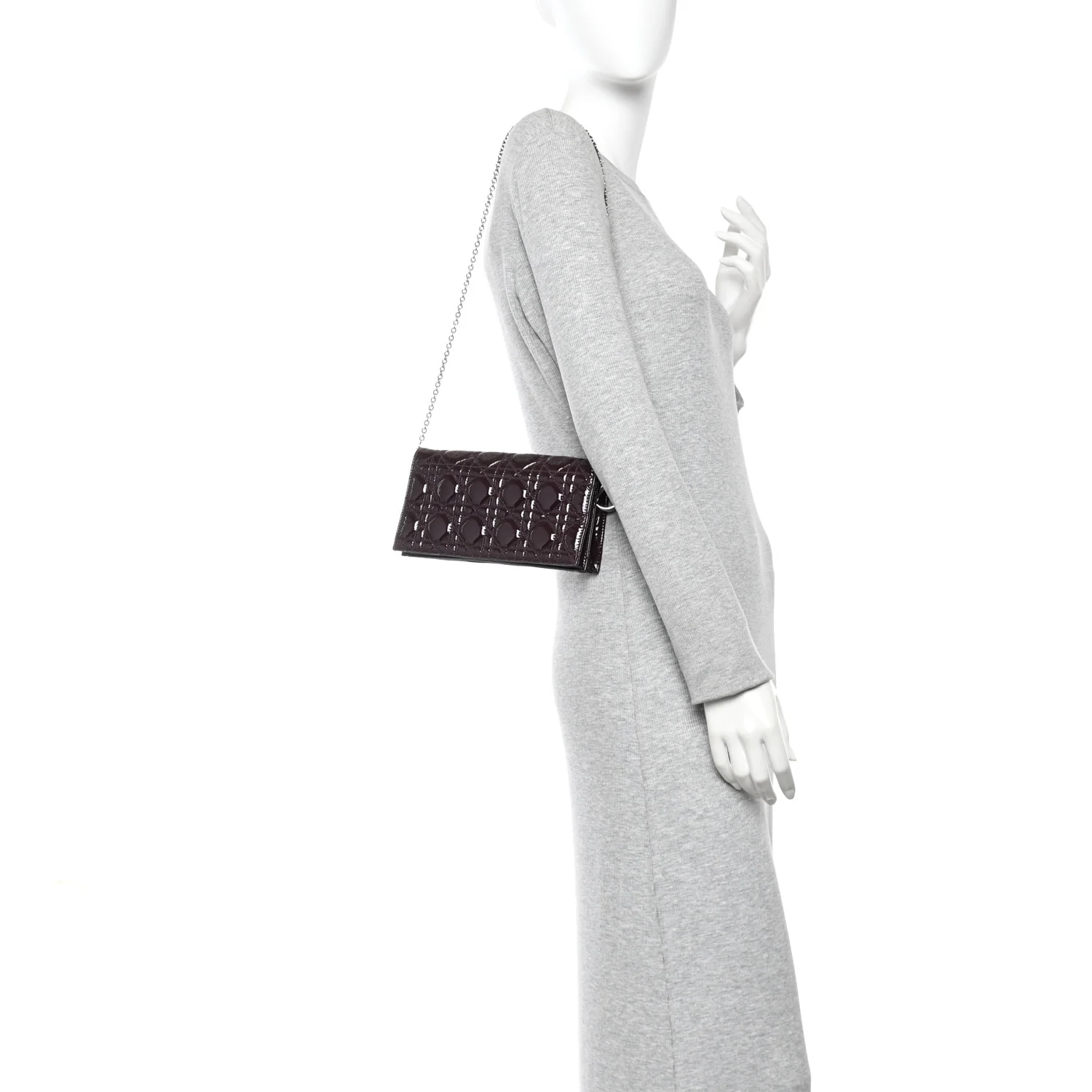 Patent Cannage Lady Dior Chain Wallet Purple