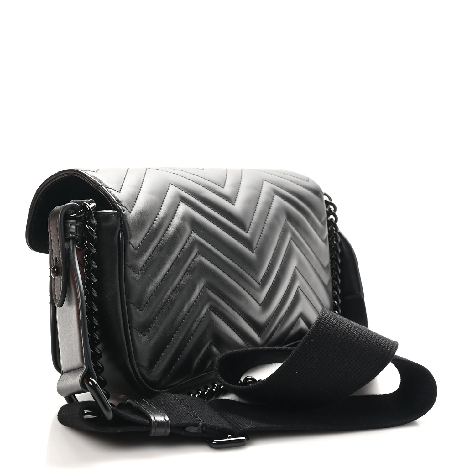 Calfskin Matelasse Monochrome GG Marmont Crossbody Shoulder Bag Black