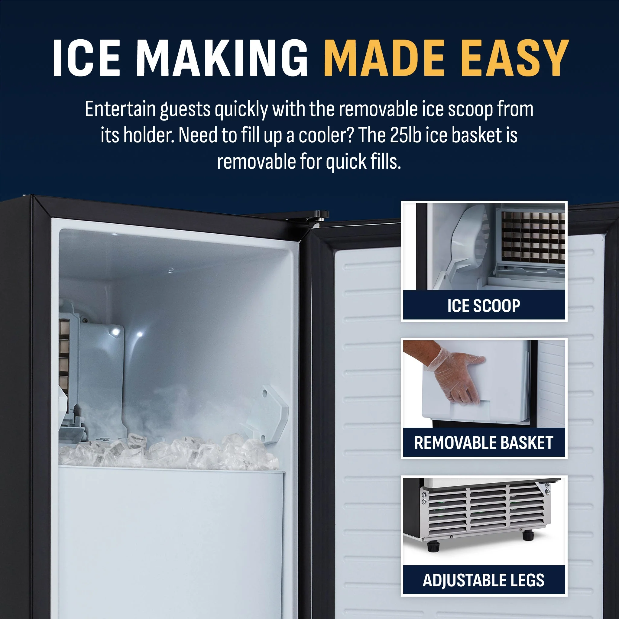 Newair Undercounter Ice Maker for Home. Clear Ice, 80 lbs/day - Stainless Steel