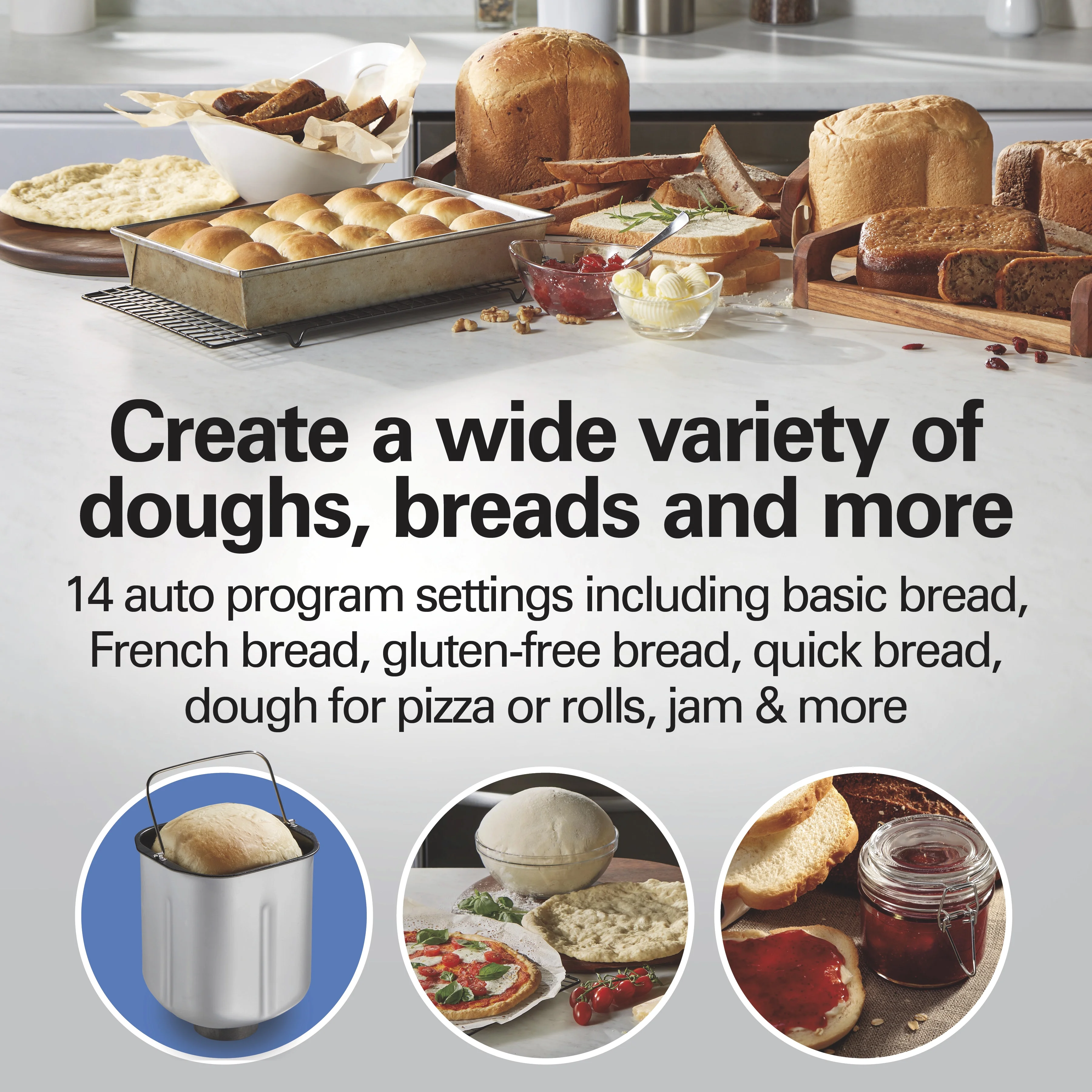 2 lb Bread Maker Machine, Artisan Dough Bread Maker with 14 Settings, Black Stainless Steel(Black) - Image 4