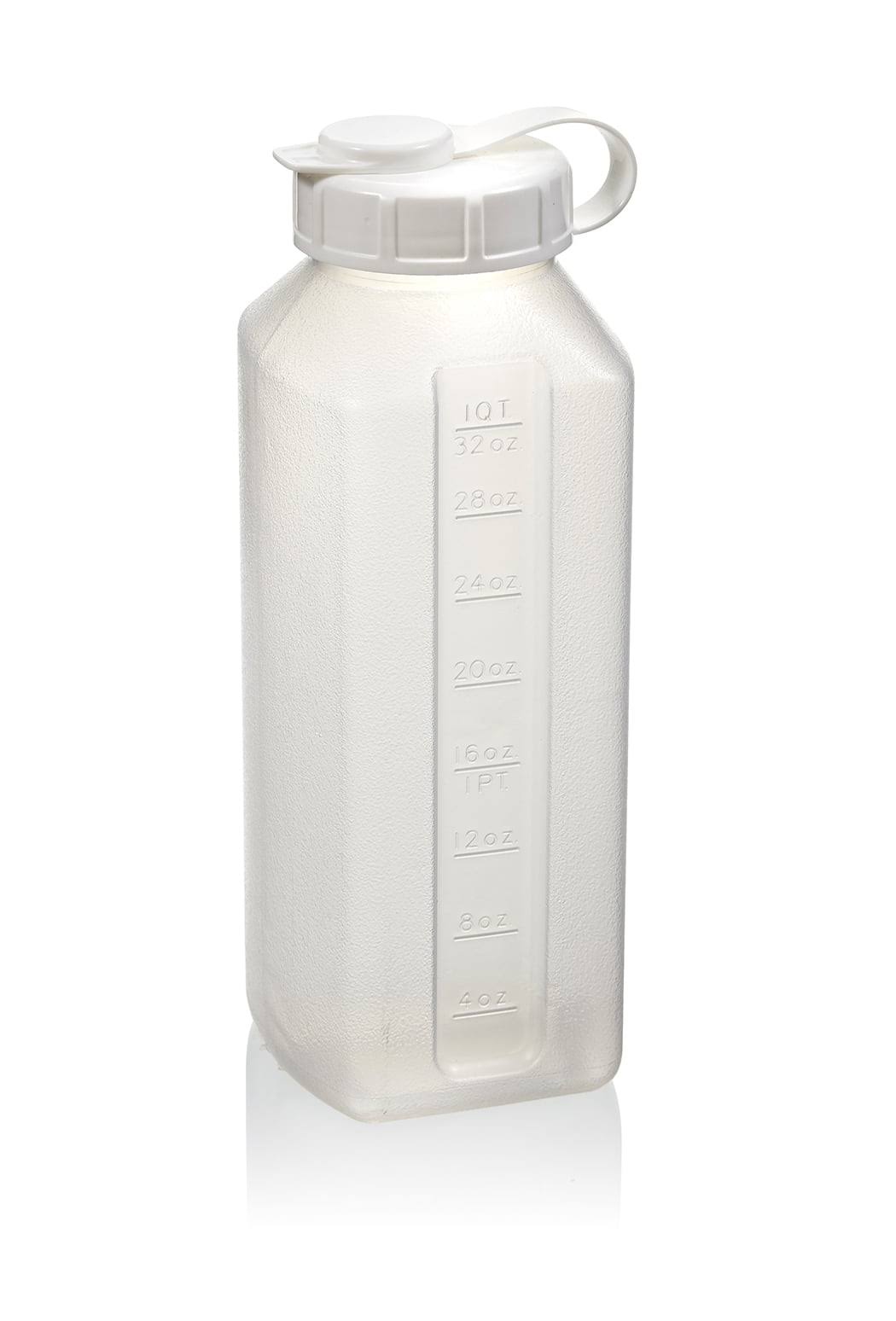 Mainstays 1 Quart Refrigerator Shaker Bottle, Mixer Container, Clear Plastic, White Lid