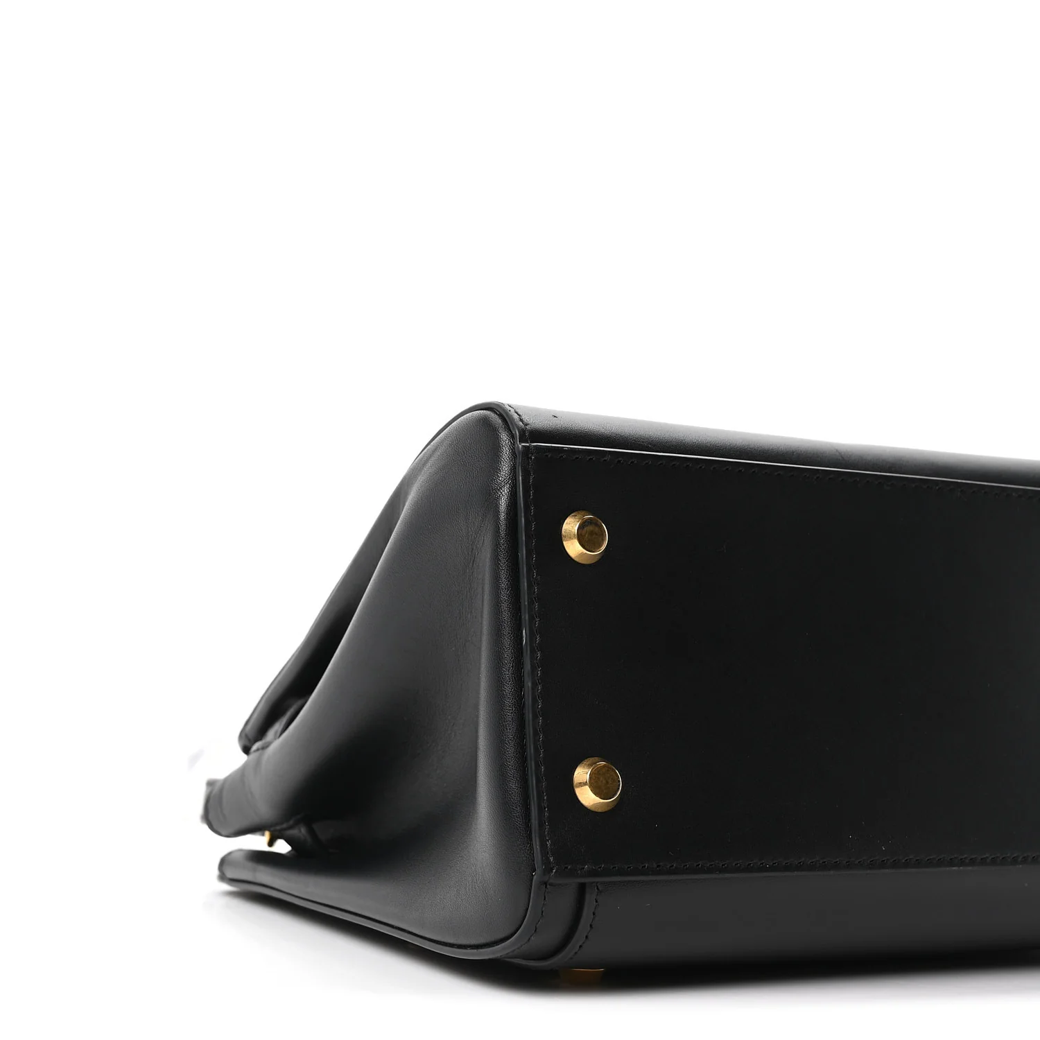 Shiny Box Calfskin Small Money Tote Black