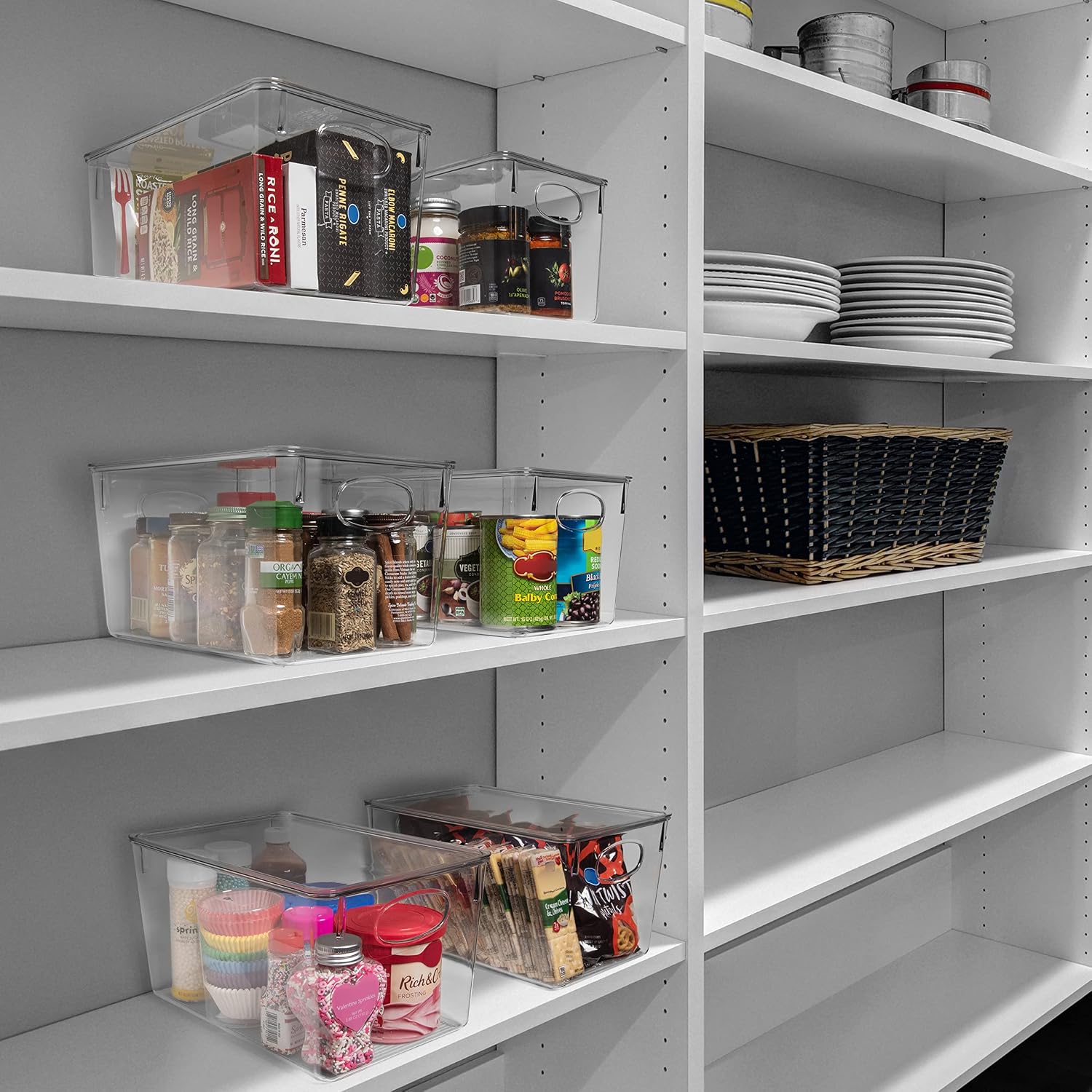 CLEARSPACE Plastic Storage Bins With Lids – Perfect Kitchen Fridge Organizer, Pantry Organization, Cabinet Organizers (4 Pack)