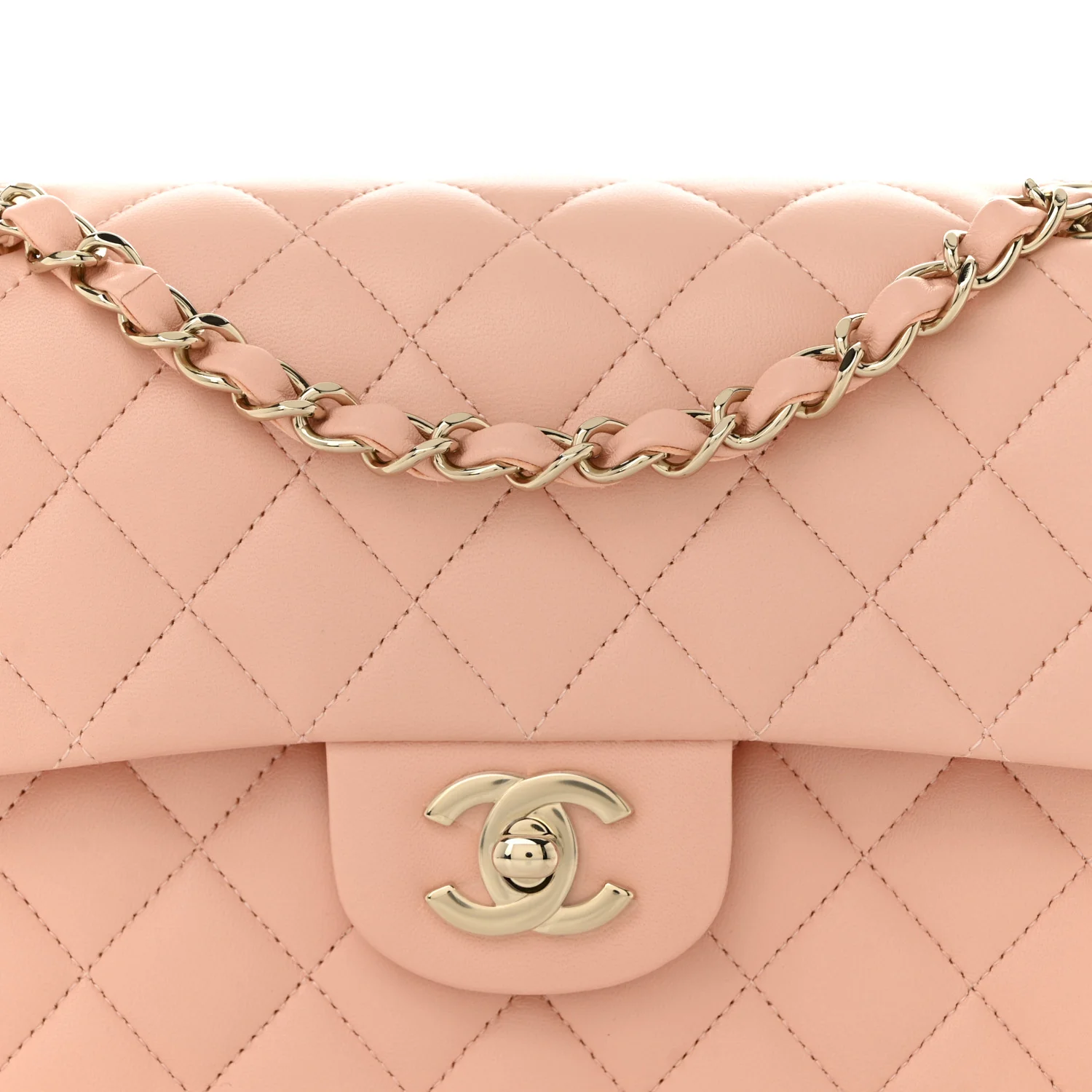 Lambskin Quilted Small Double Flap Light Orange