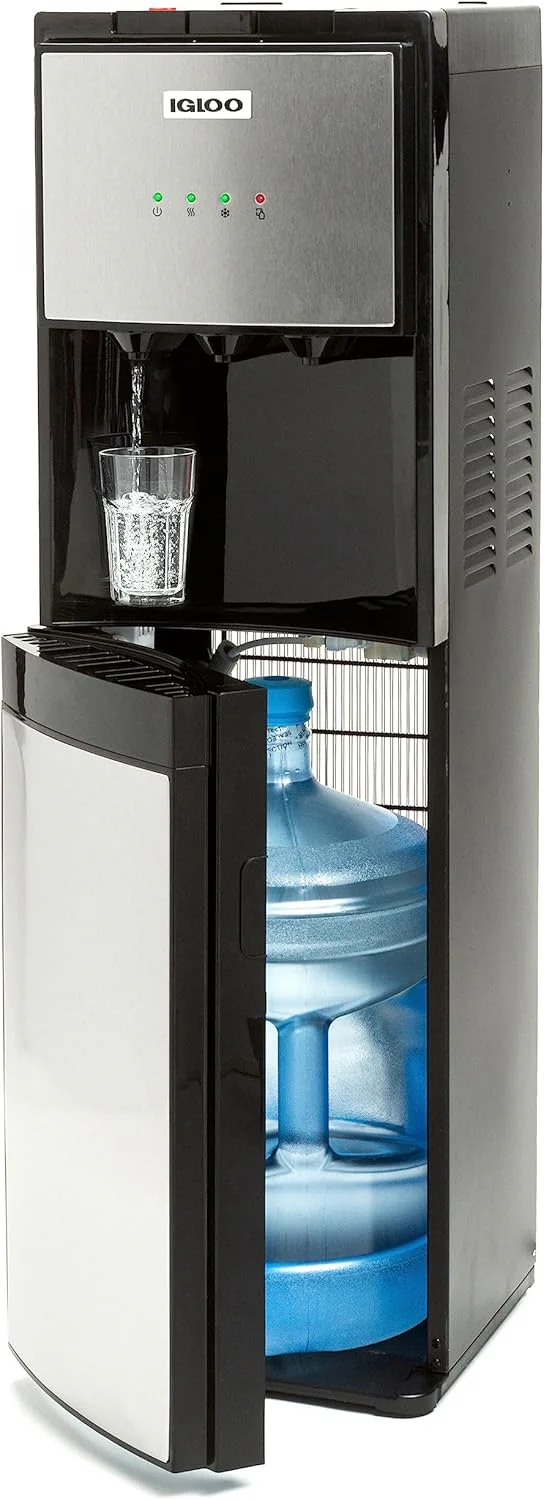Fontaine à eau Igloo à chargement par le haut, distributeur d'eau chaude et froide, acier inoxydable noir