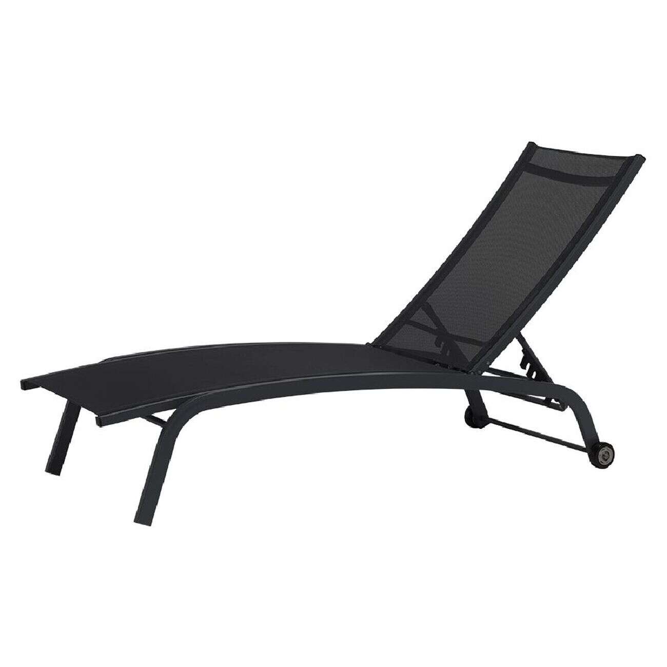 Bain de soleil transat Stockolm noir 186x63xH32/90cm