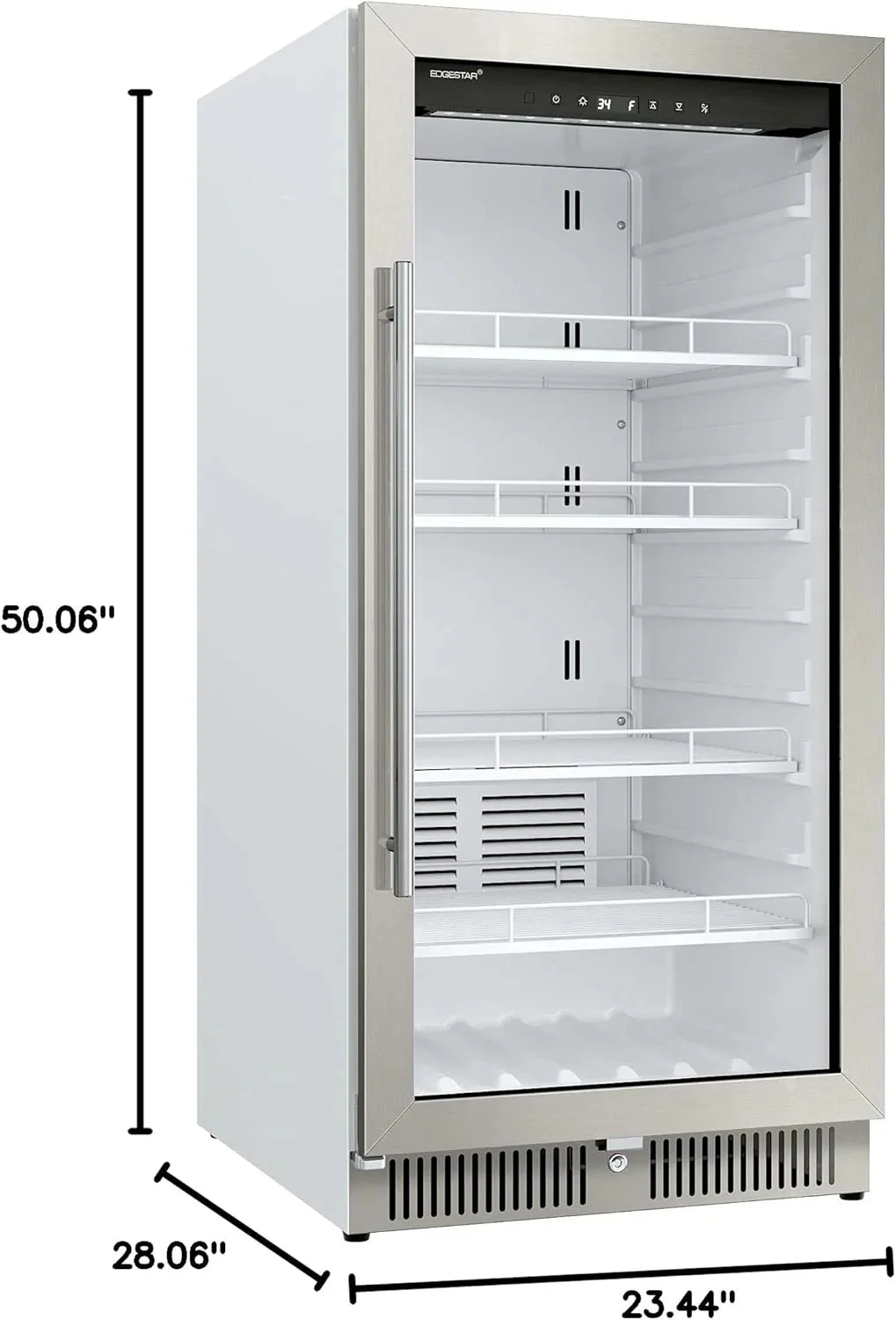 22" Wide 10.1 Cu. ft. Commercial Beverage Merchandiser - Stainless Steel, Temp Alarm, Reversible Door