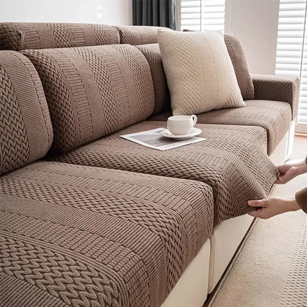 Polar Fleece Soft Antistatic Protection Sofa Stretch Full Wrap Sectional Couch Cover