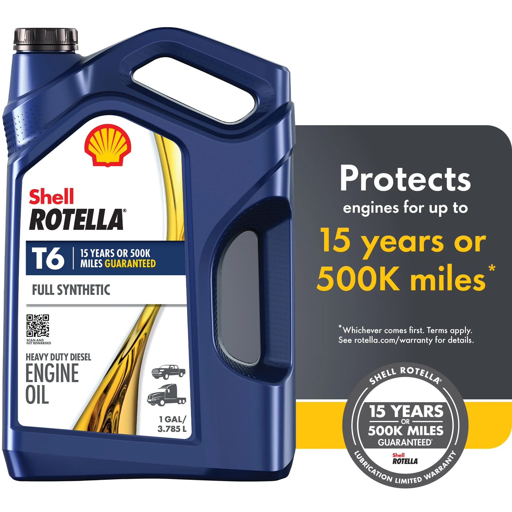 (3 pack) Rotella T6 Full Synthetic 15W-40 Motor Oil, 1 Gallon (3 Pack) - Image 3