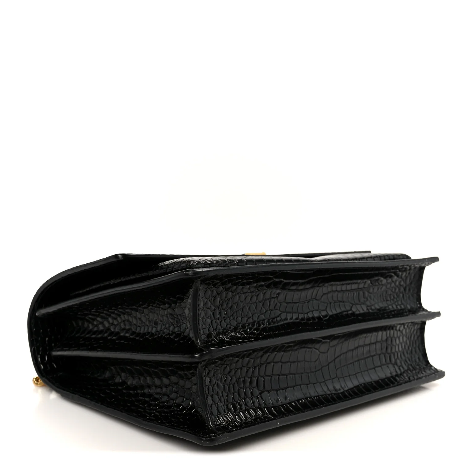 Calfskin Crocodile Embossed Large Monogram Sunset Black