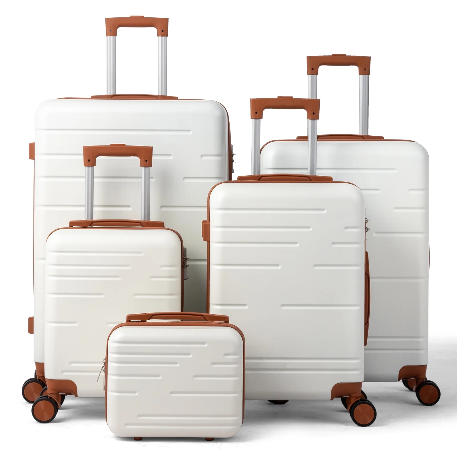 Zimtown Luggage 3 Piece Set Suitcase ABS Hardside Lightweight with TSA Lock Spinner Wheels, Beige