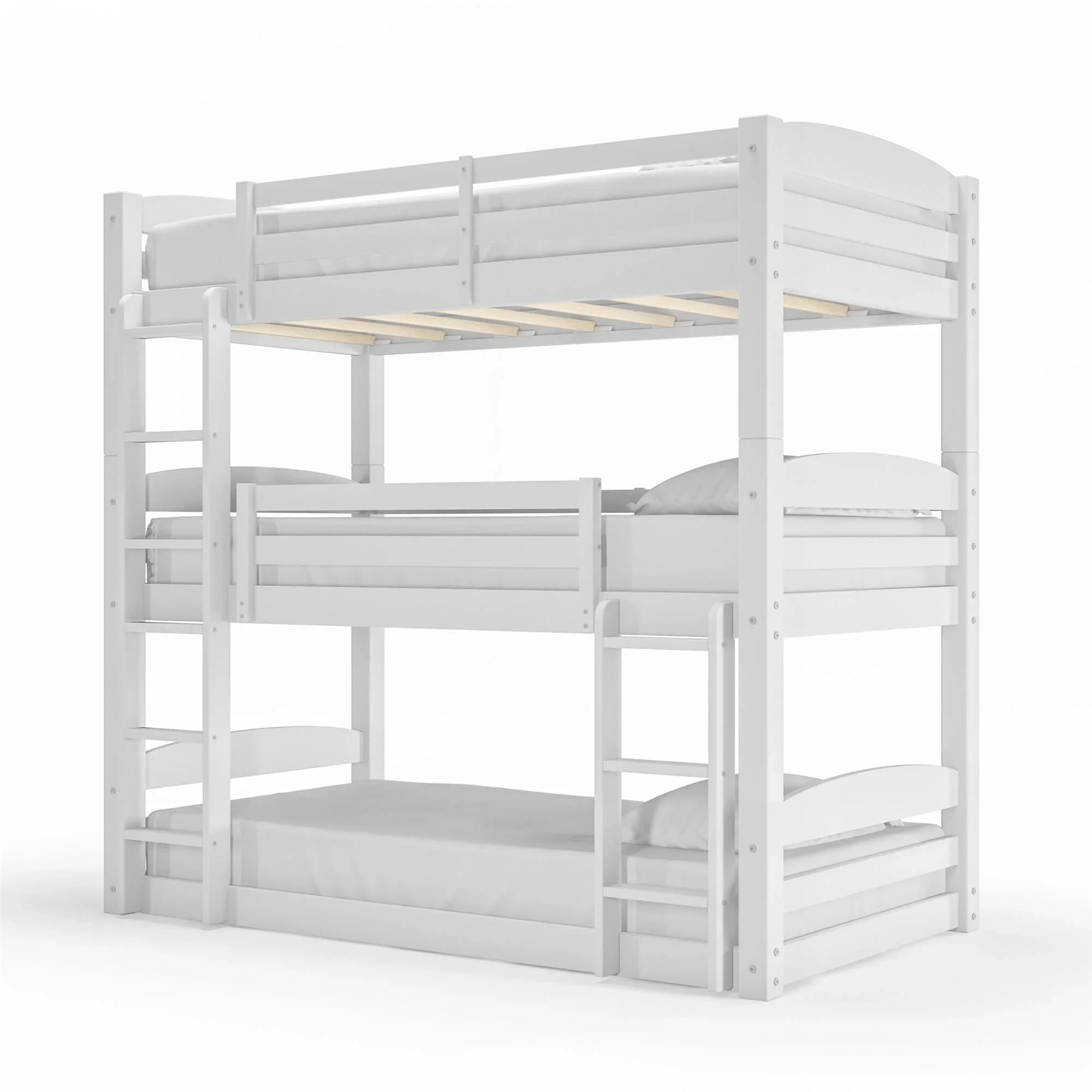Better Homes and Gardens Tristan Kids' Convertible Triple Bunk Bed, Twin Over Twin Over Twin, White