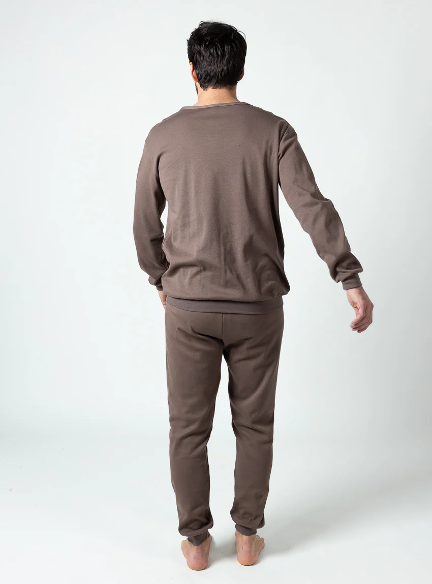 Pyjama homme en coton marron