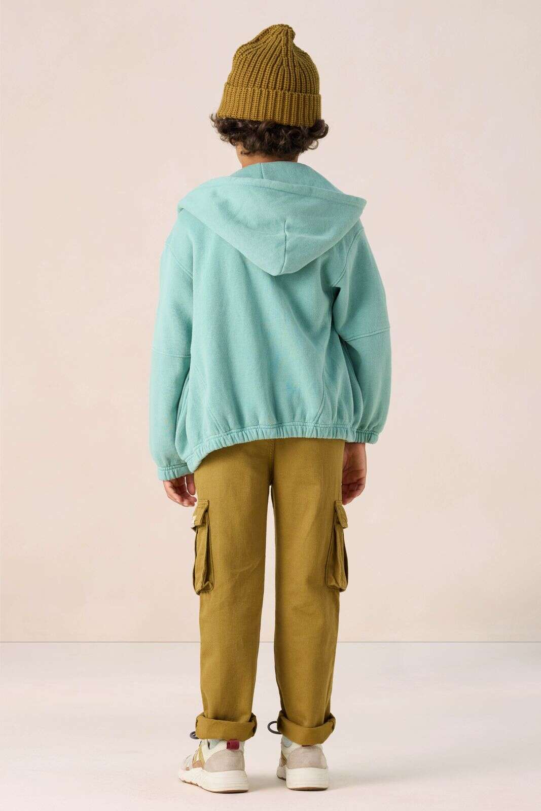 Donkergroene pull on cargo broek