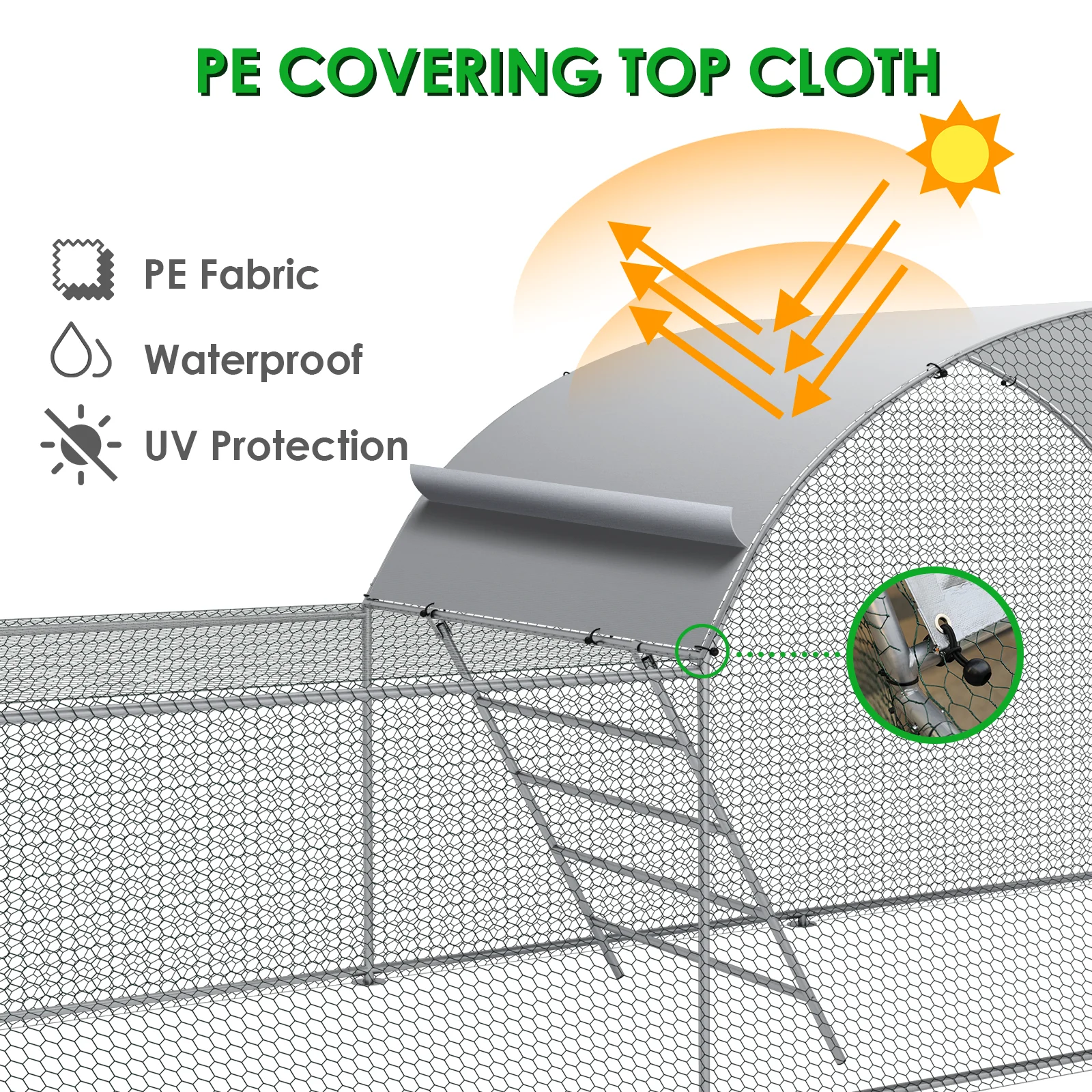Arlopu Large Metal Chicken Coop, 23FT Walk - in Poultry Cage Chicken Playpen Hen House Rabbits Habitat Cage with Waterproof Cover