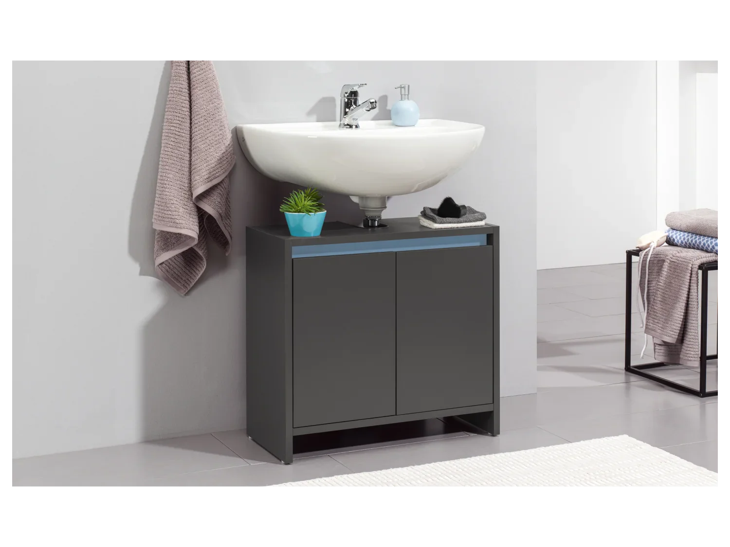 LIVARNO home Meuble sous-vasque Oslo, 60 x 55 x 28 cm, noir