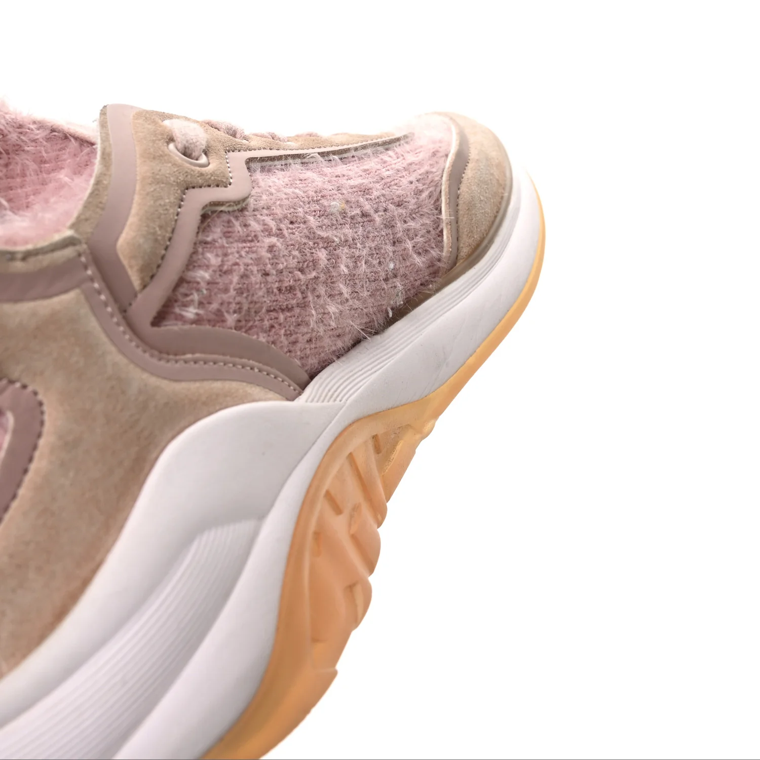 Suede Calfskin Stretch Fabric CC Sneakers 38.5 Pink