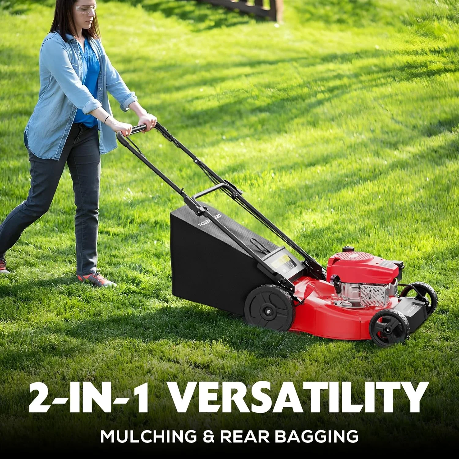 21" 144cc Gas Push Lawn Mower, with 6-Position Height Adjustment, 3-in-1 Cutting - Image 8