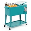 Magshion 80 Quart Rolling Cooler Ice Chest, Portable Bar Cold Drink Beverage Cart Tub, Backyard Cooler Trolley on Wheels with Ice Scoop, Catch Tray Bottle Opener, Pink(Black) Image 4