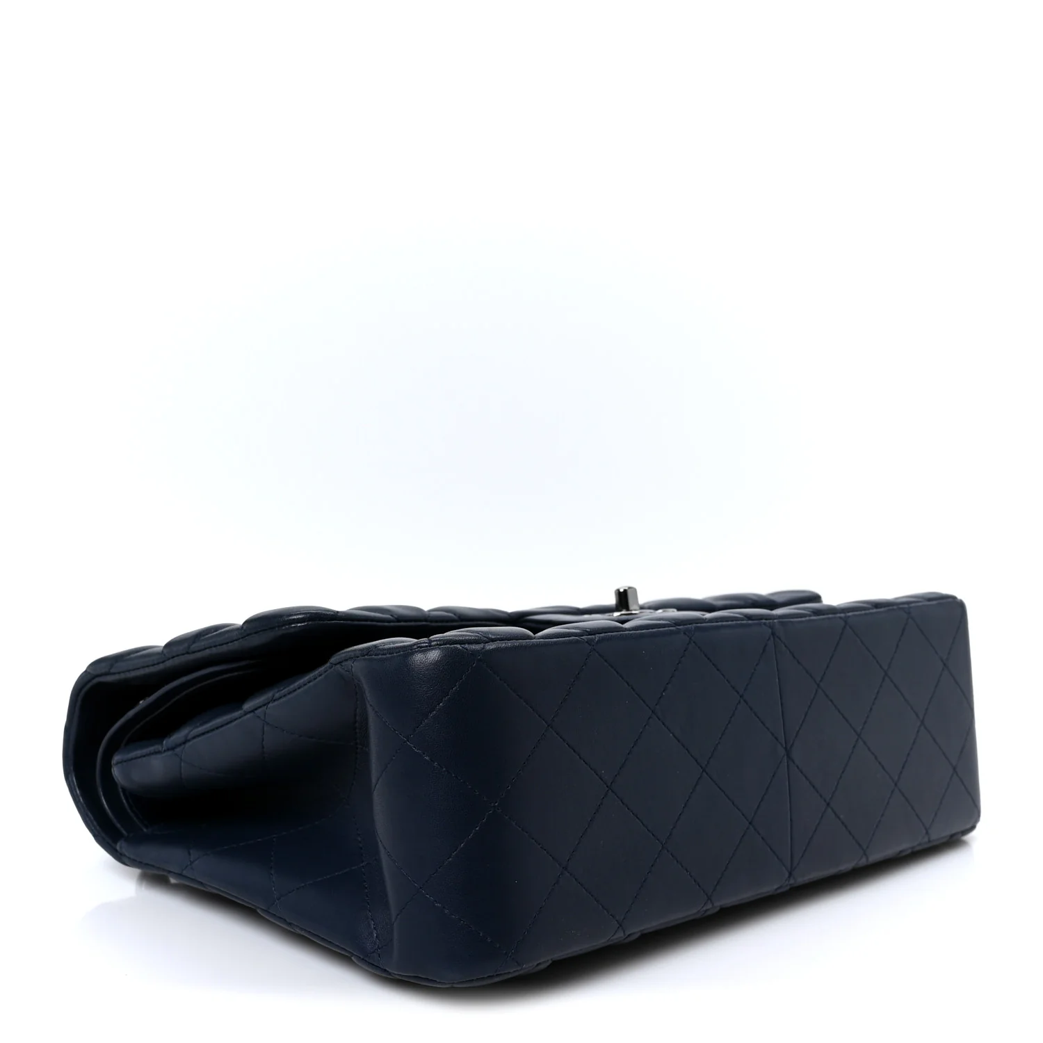 Lambskin Quilted Jumbo Double Flap Navy