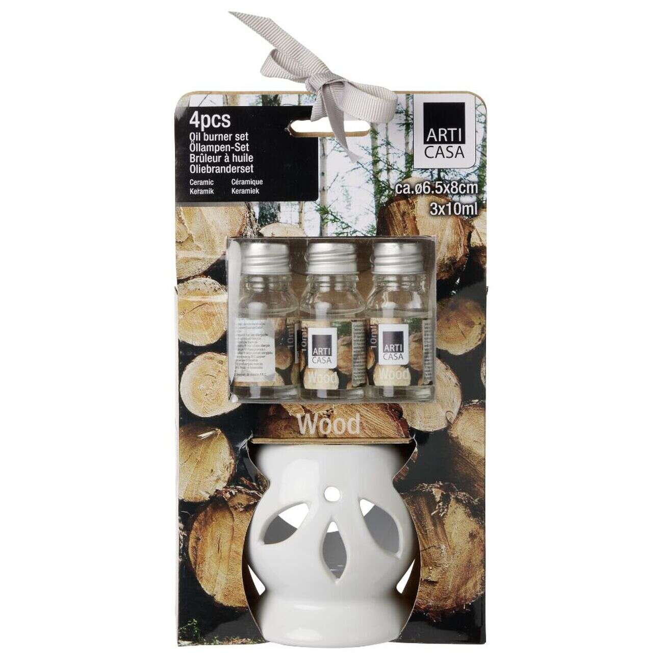 Brûleur à huile céramique avec liquide senteur bois 3x10ml