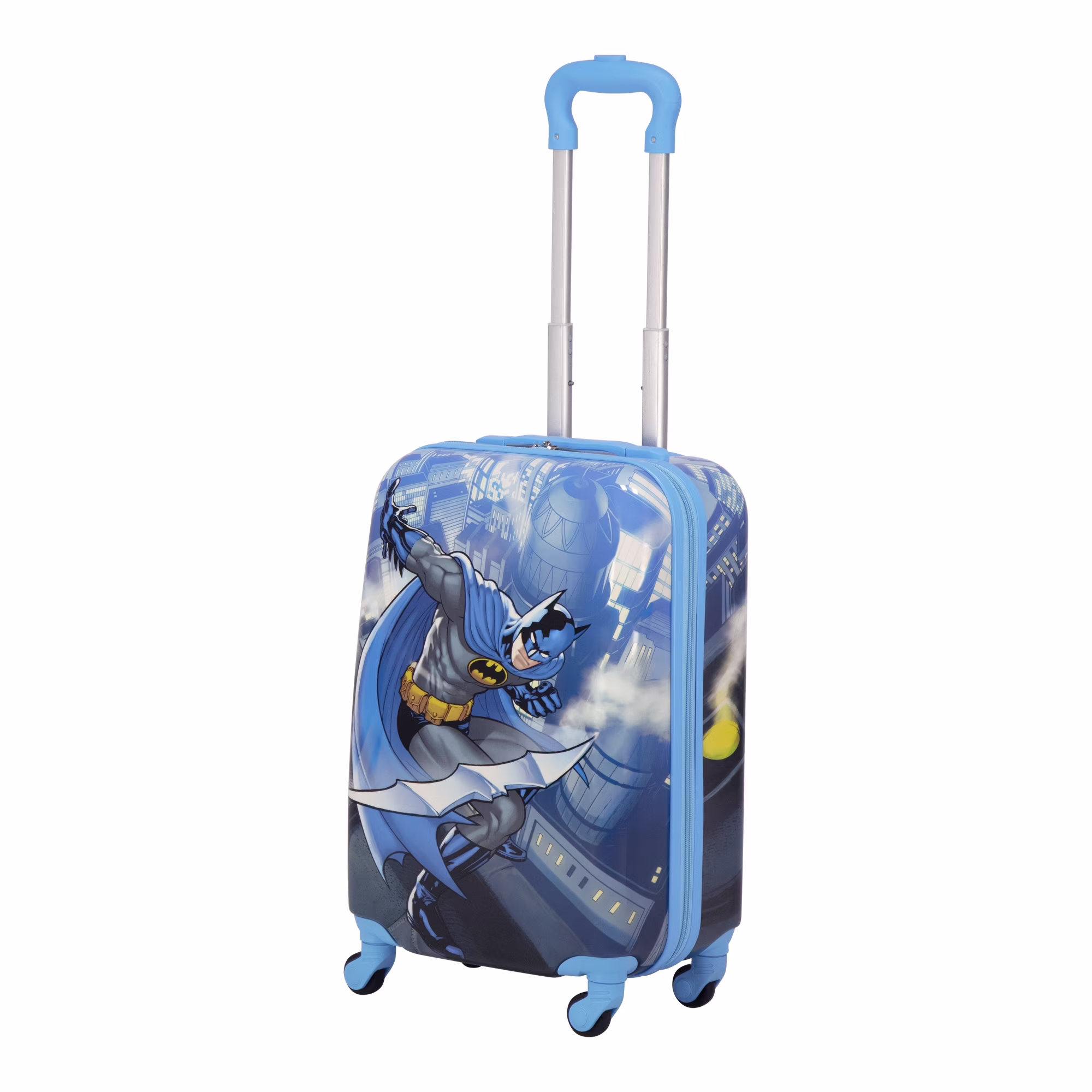 DC Comics Batman 21 in Kids Rolling Luggage, Hardshell Carry on Suitcase with Wheels, Blue