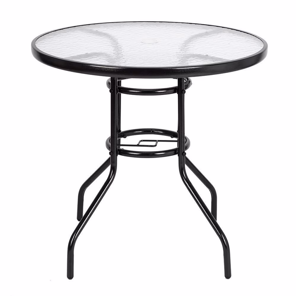 32 Outdoor Patio Rattan Wicker Bar Round Table Glass Top Yard Garden Furniture